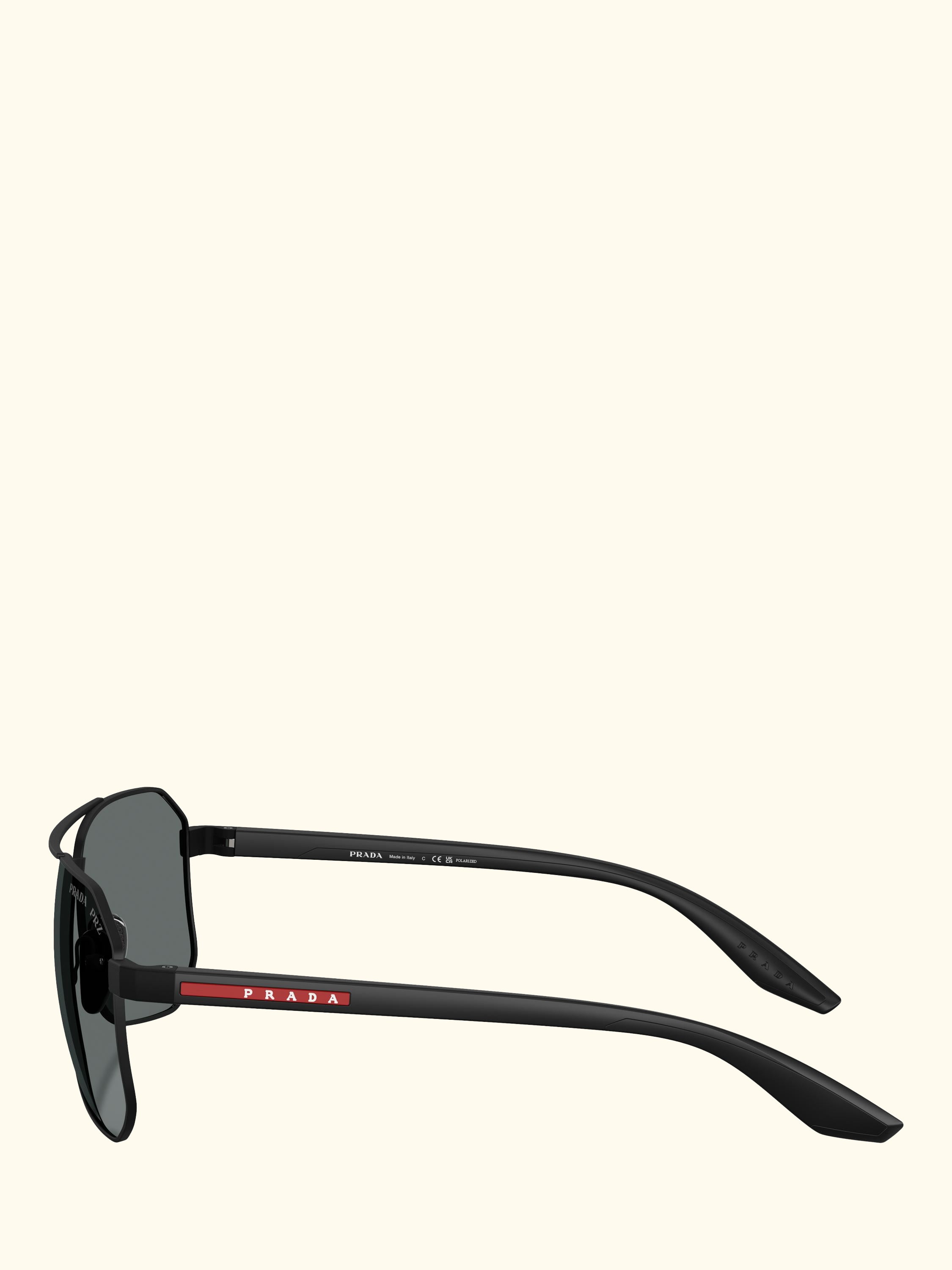 Prada Linea Rossa PS A53S Men's Polarised Rectangular Sunglasses, Black/Grey