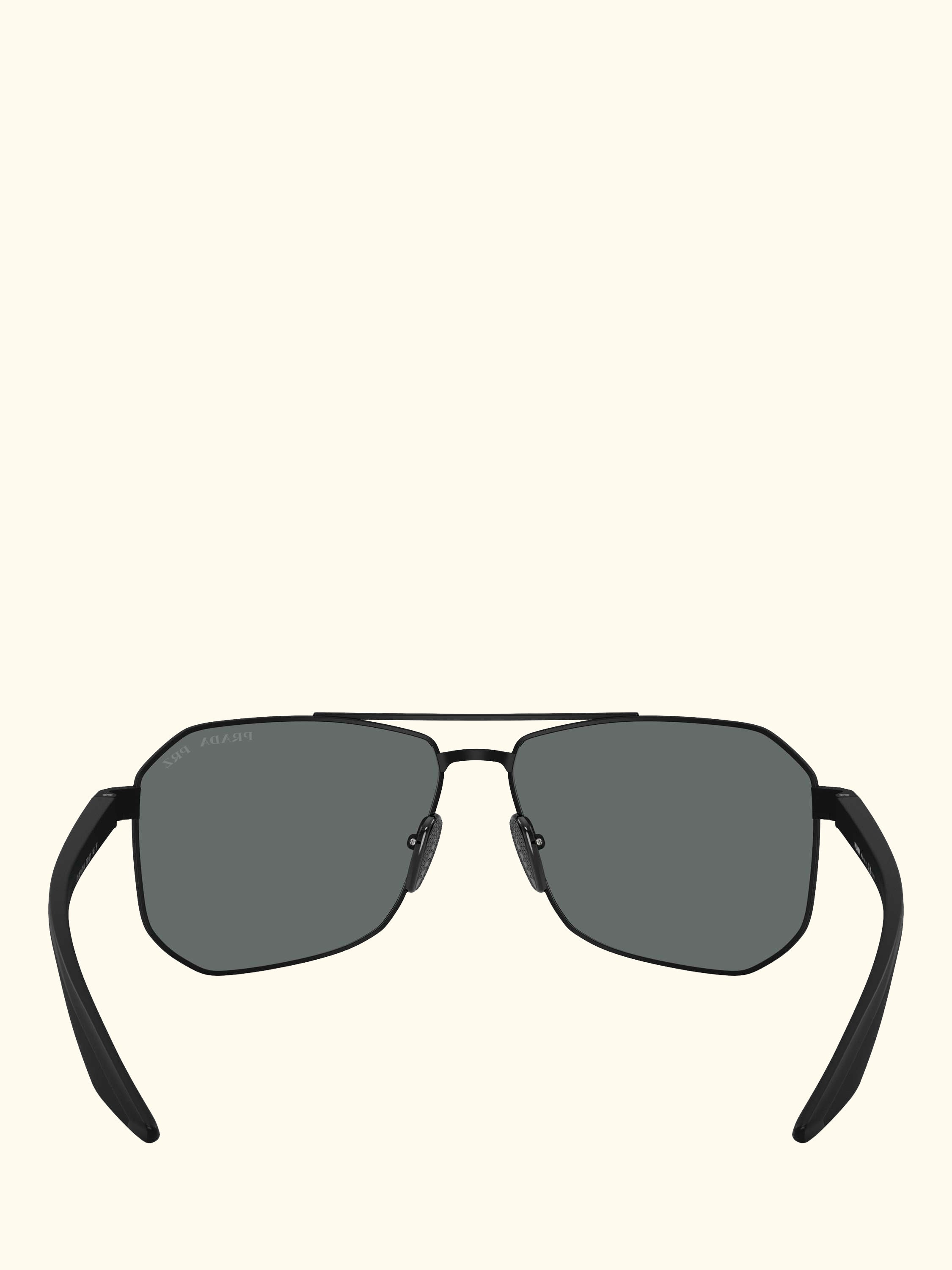 Prada Linea Rossa PS A53S Men's Polarised Rectangular Sunglasses, Black/Grey
