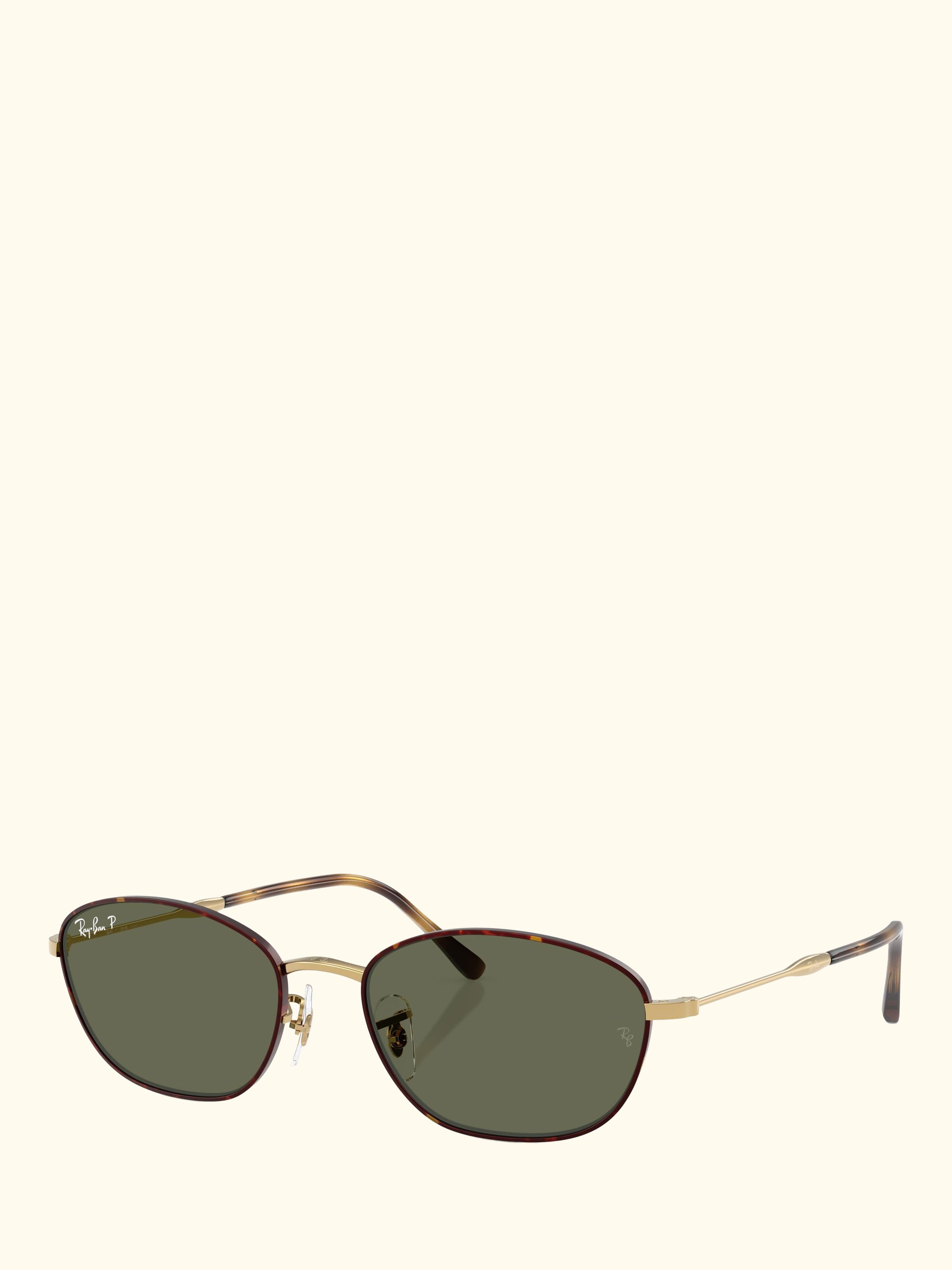 RB3749 Women's Polarised Irregular Sunglasses, Havana Gold/Green