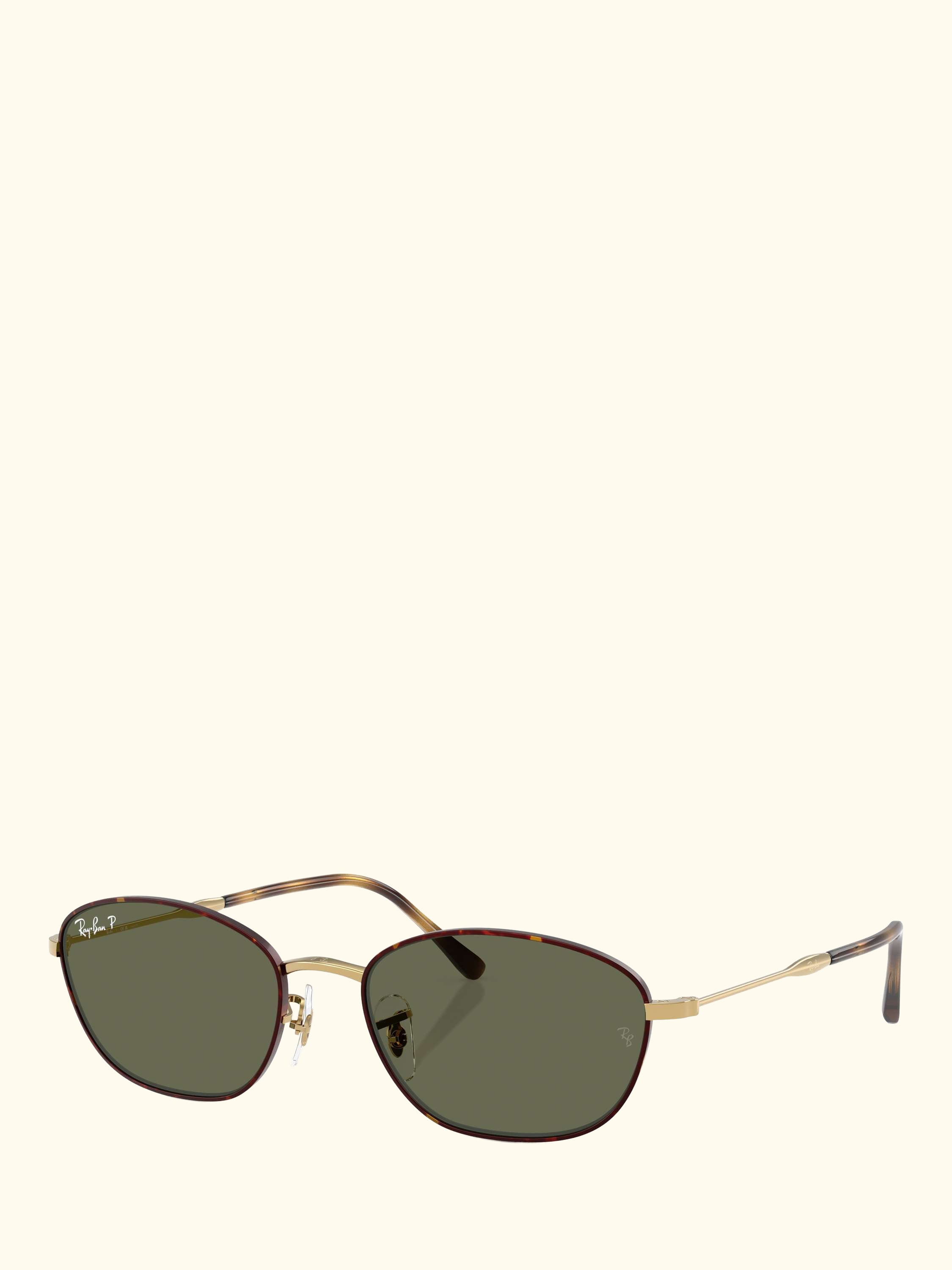 RB3749 Women's Polarised Irregular Sunglasses, Havana Gold/Green