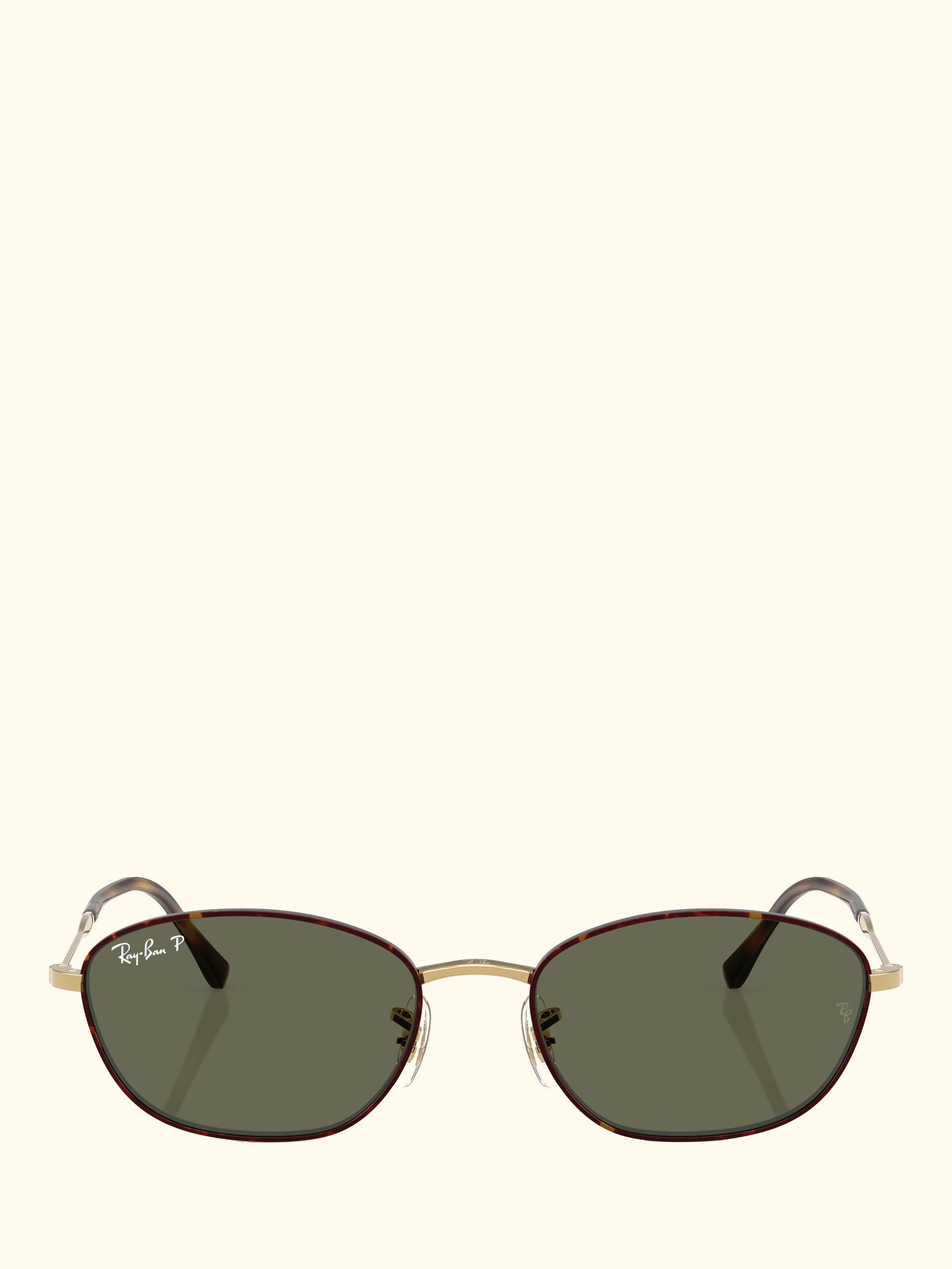 RB3749 Women's Polarised Irregular Sunglasses, Havana Gold/Green