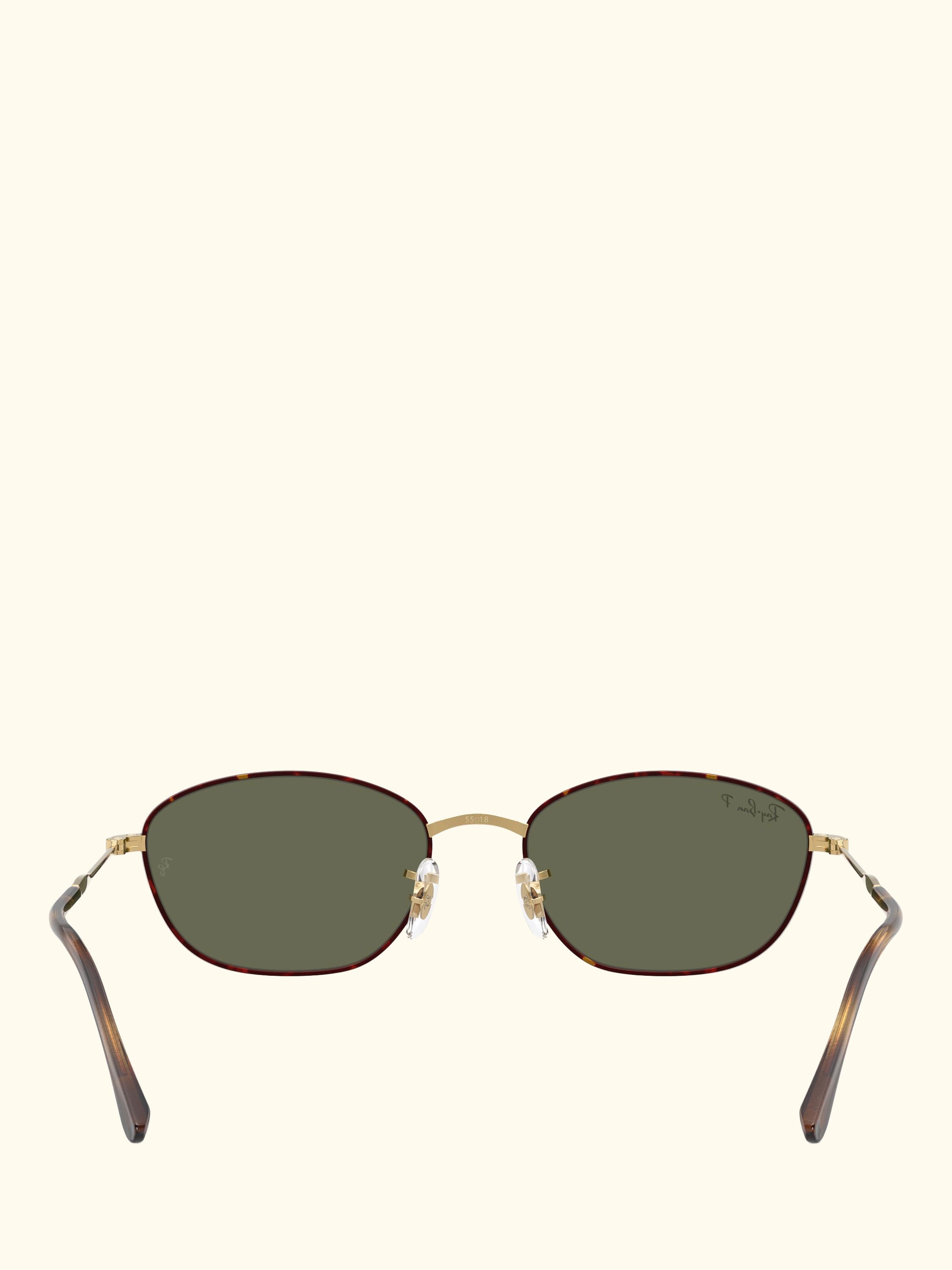 RB3749 Women's Polarised Irregular Sunglasses, Havana Gold/Green