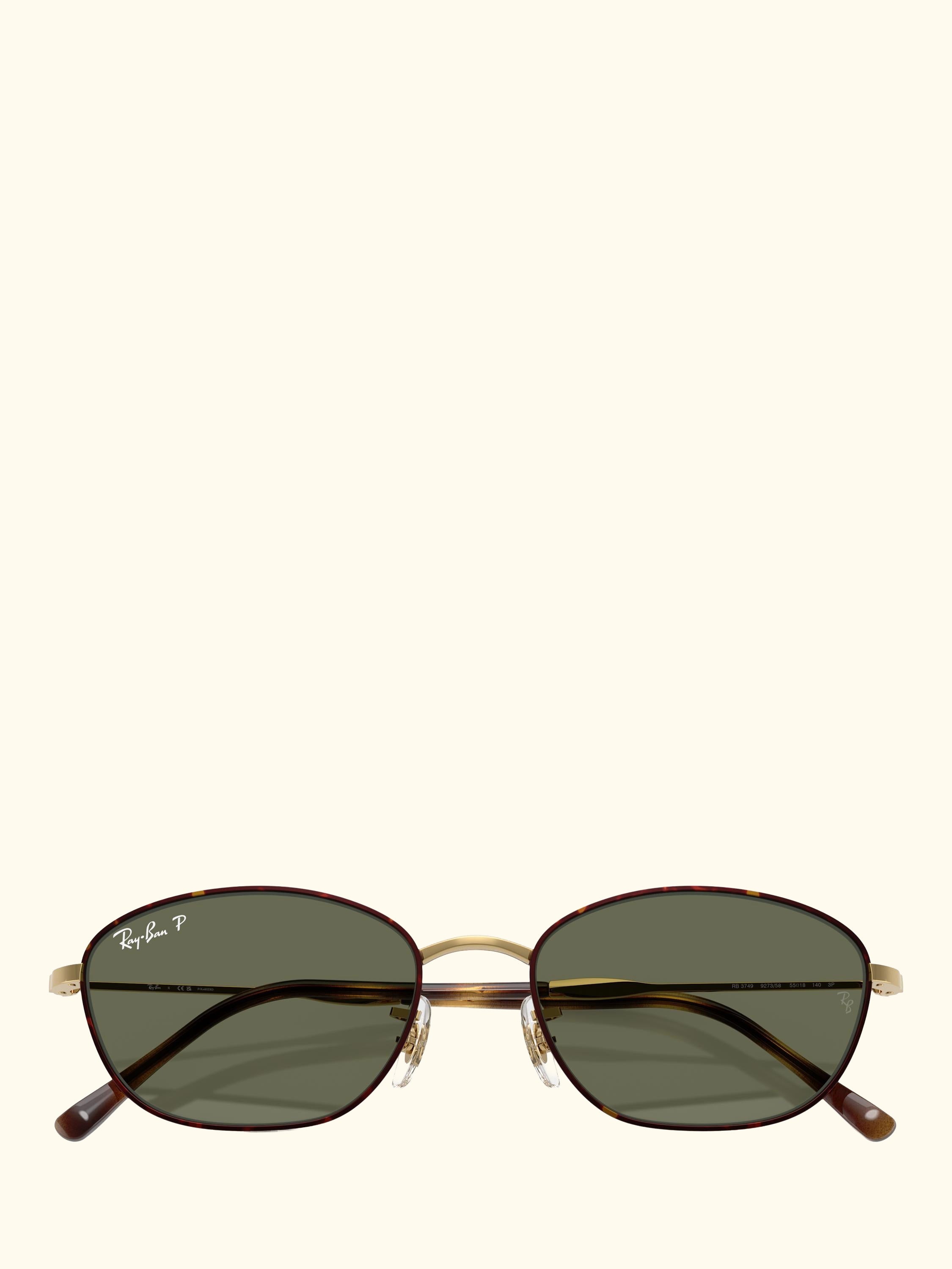 RB3749 Women's Polarised Irregular Sunglasses, Havana Gold/Green