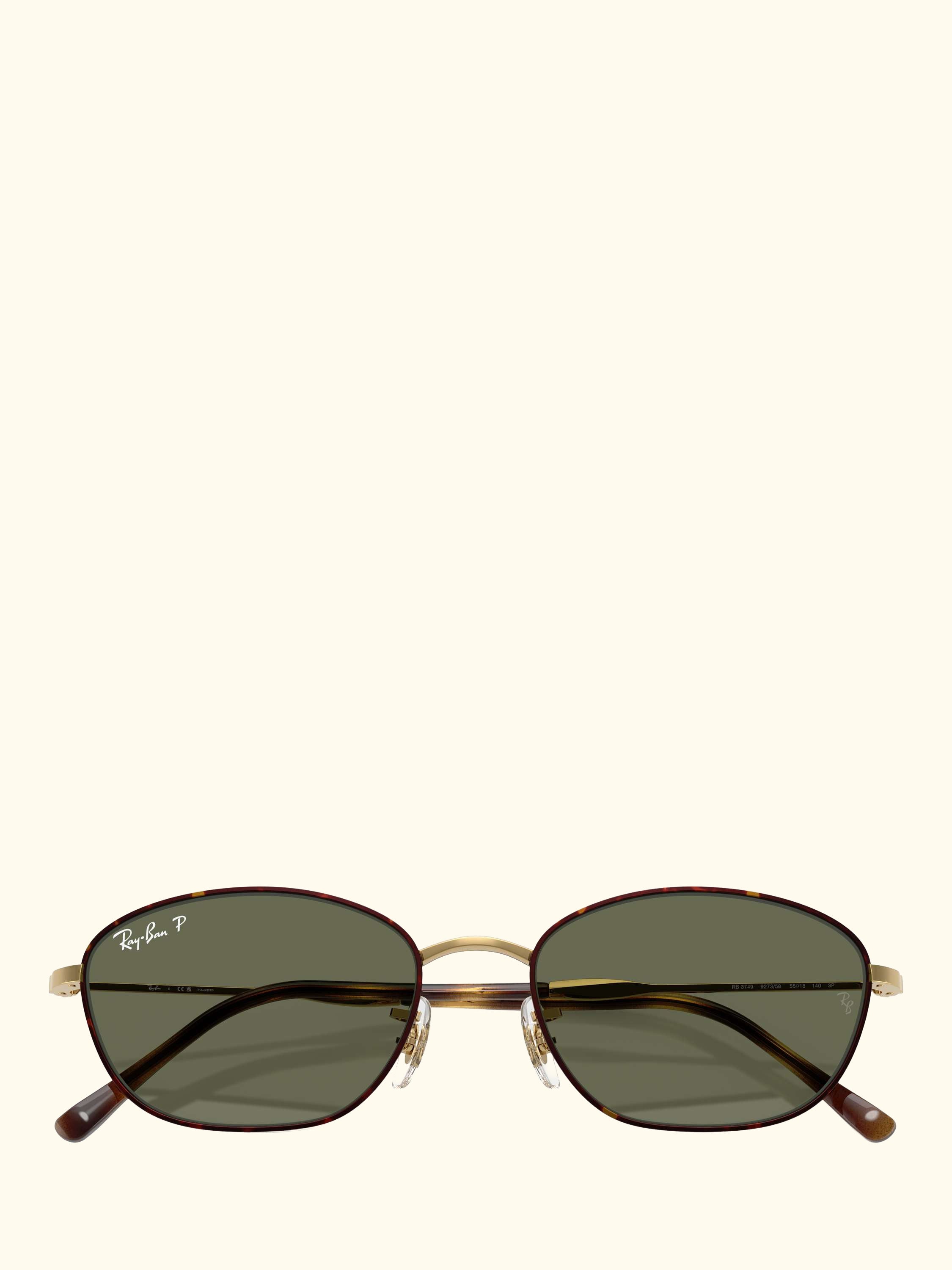 RB3749 Women's Polarised Irregular Sunglasses, Havana Gold/Green