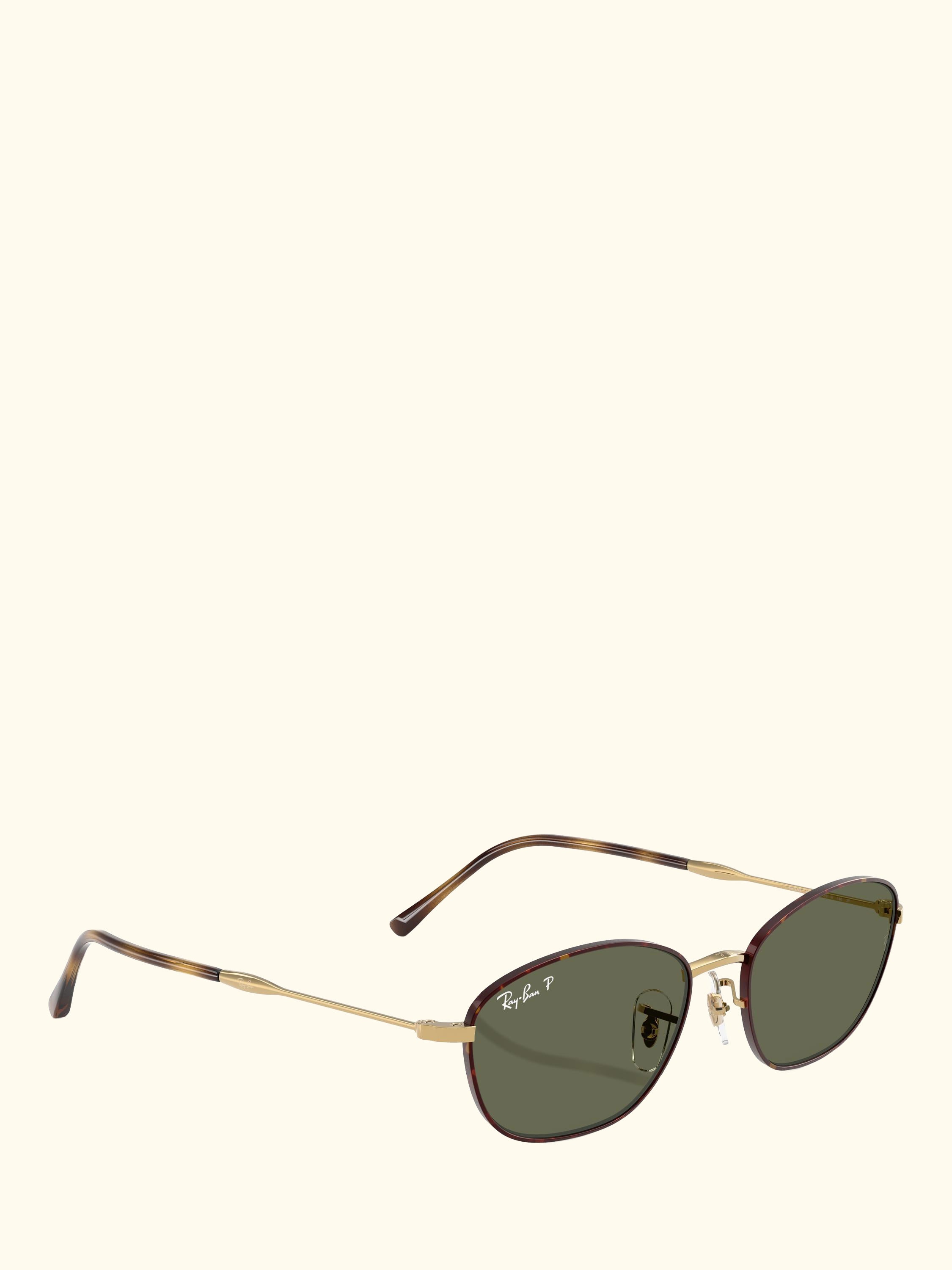 RB3749 Women's Polarised Irregular Sunglasses, Havana Gold/Green