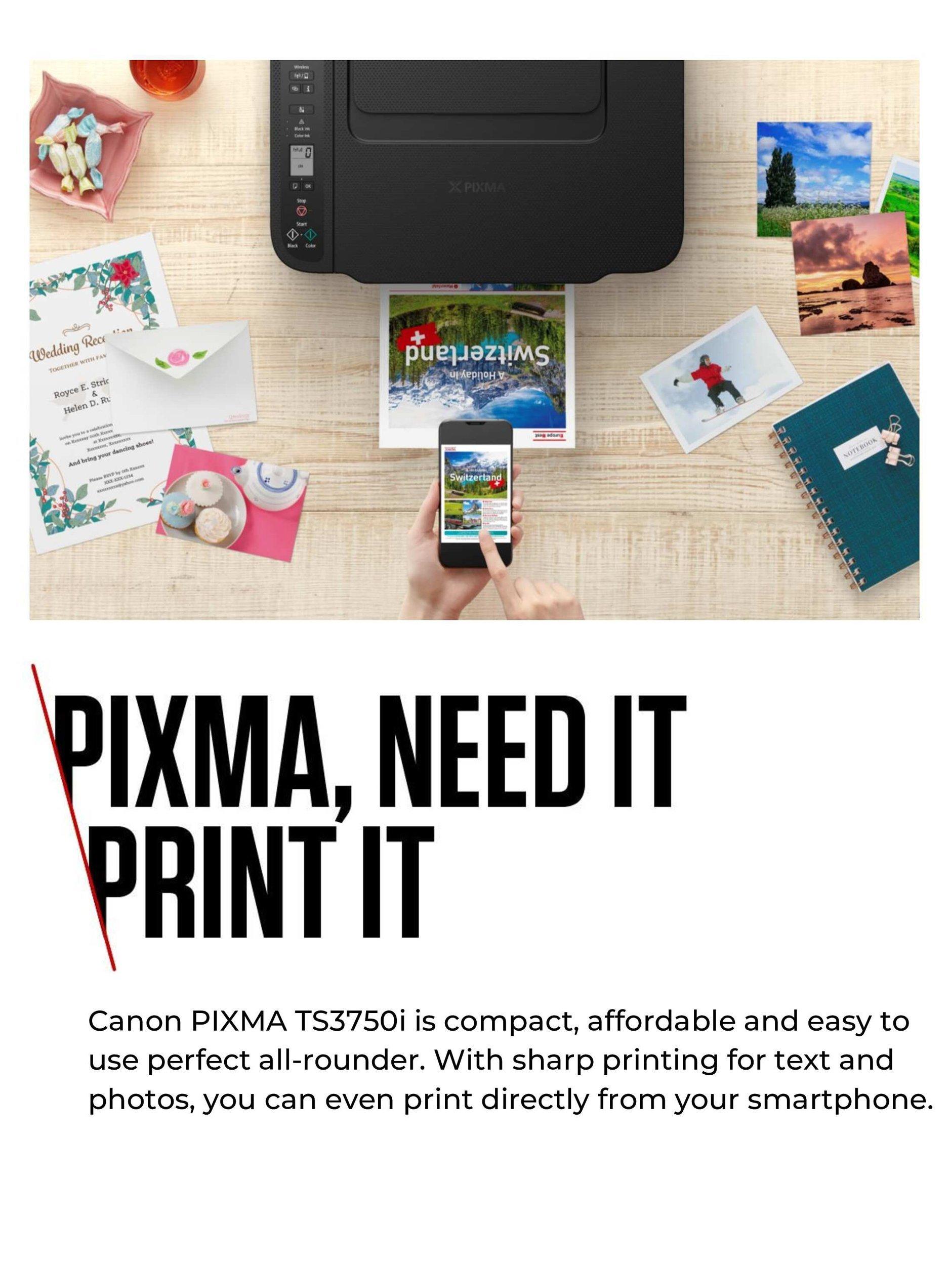 PIXMA TS3750i All-in-One Wireless Wi-Fi Printer, Black