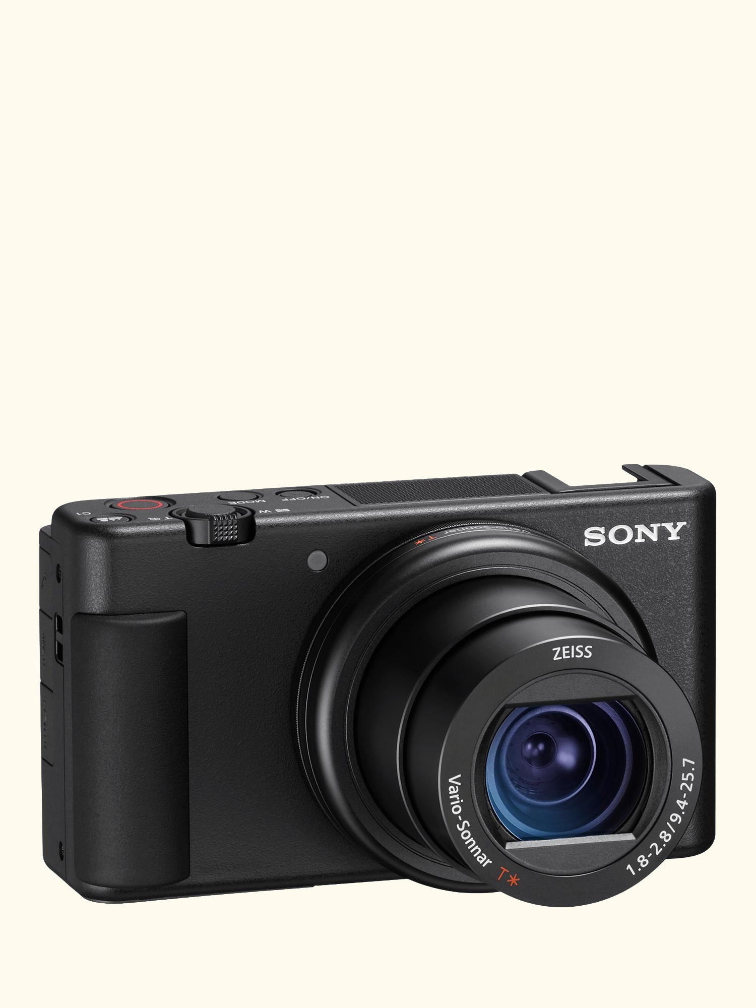ZV-1 Compact Digital Camera with 24-70mm Lens, 2.7x Optical Zoom, 4K Ultra HD, 20.1MP, Wi-Fi, Bluetooth, 3” Vari-Angle Touch Screen, Black