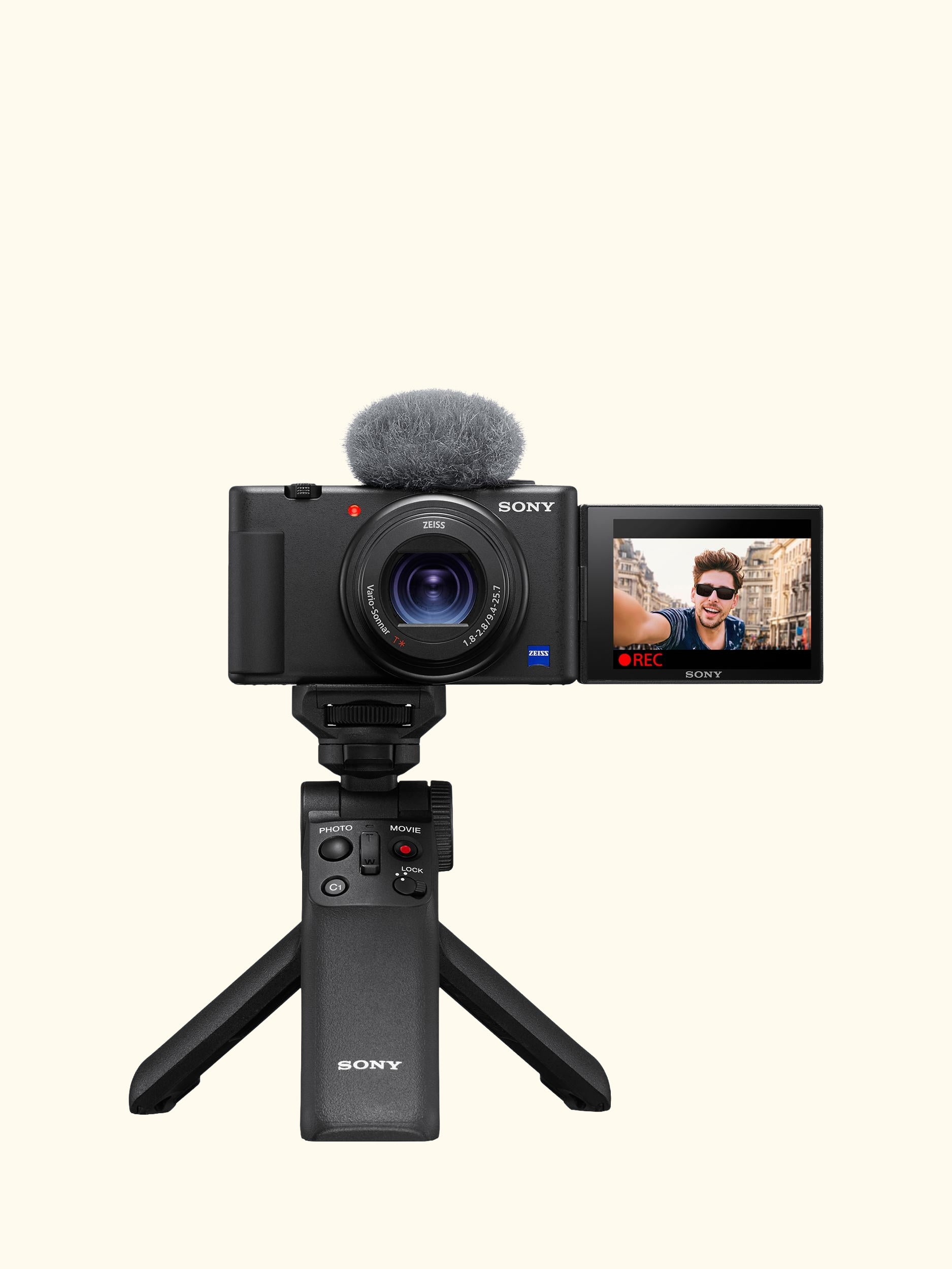 ZV-1 Compact Digital Camera with 24-70mm Lens, 2.7x Optical Zoom, 4K Ultra HD, 20.1MP, Wi-Fi, Bluetooth, 3” Vari-Angle Touch Screen, Black