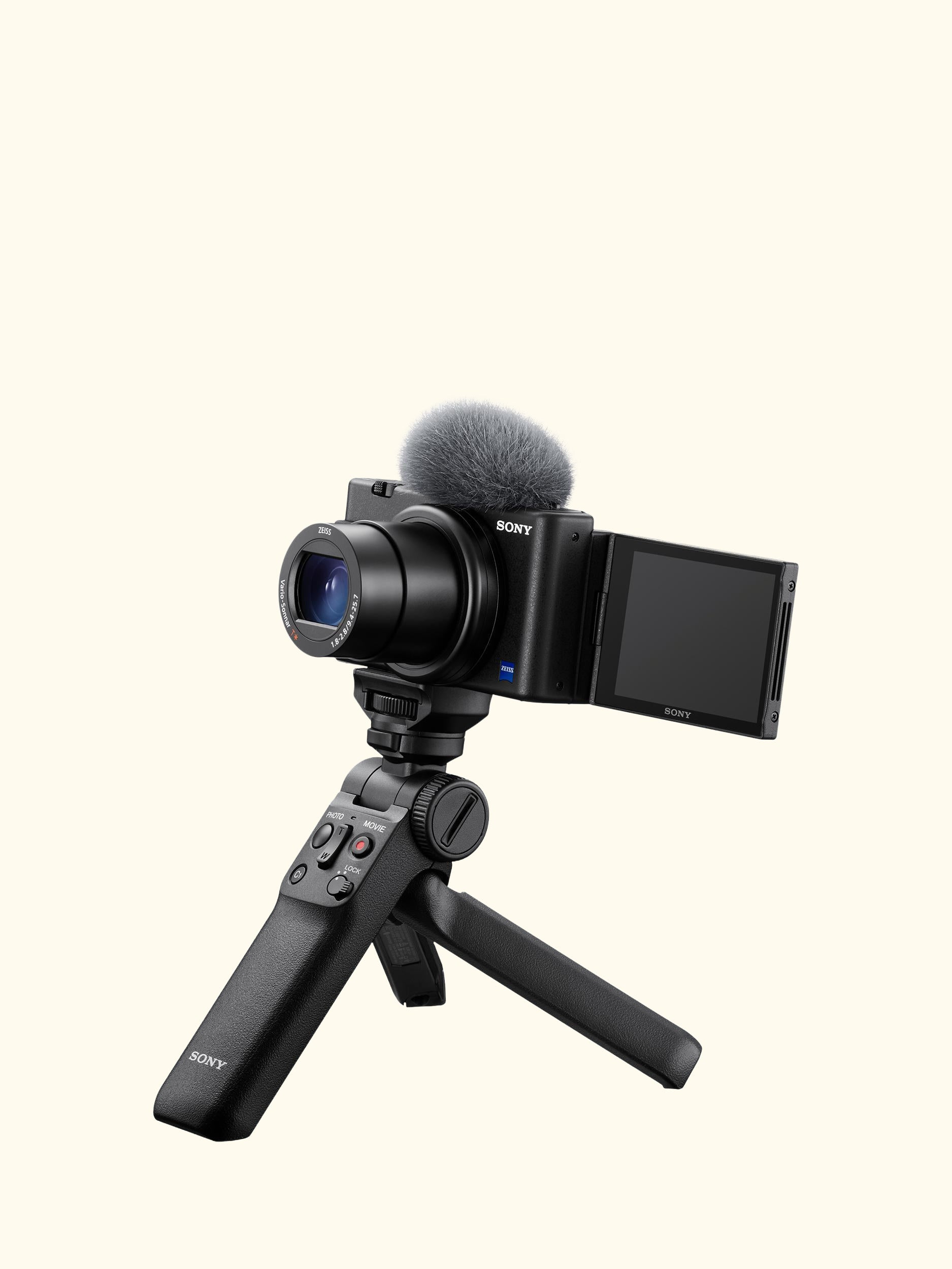 ZV-1 Compact Digital Camera with 24-70mm Lens, 2.7x Optical Zoom, 4K Ultra HD, 20.1MP, Wi-Fi, Bluetooth, 3” Vari-Angle Touch Screen, Black