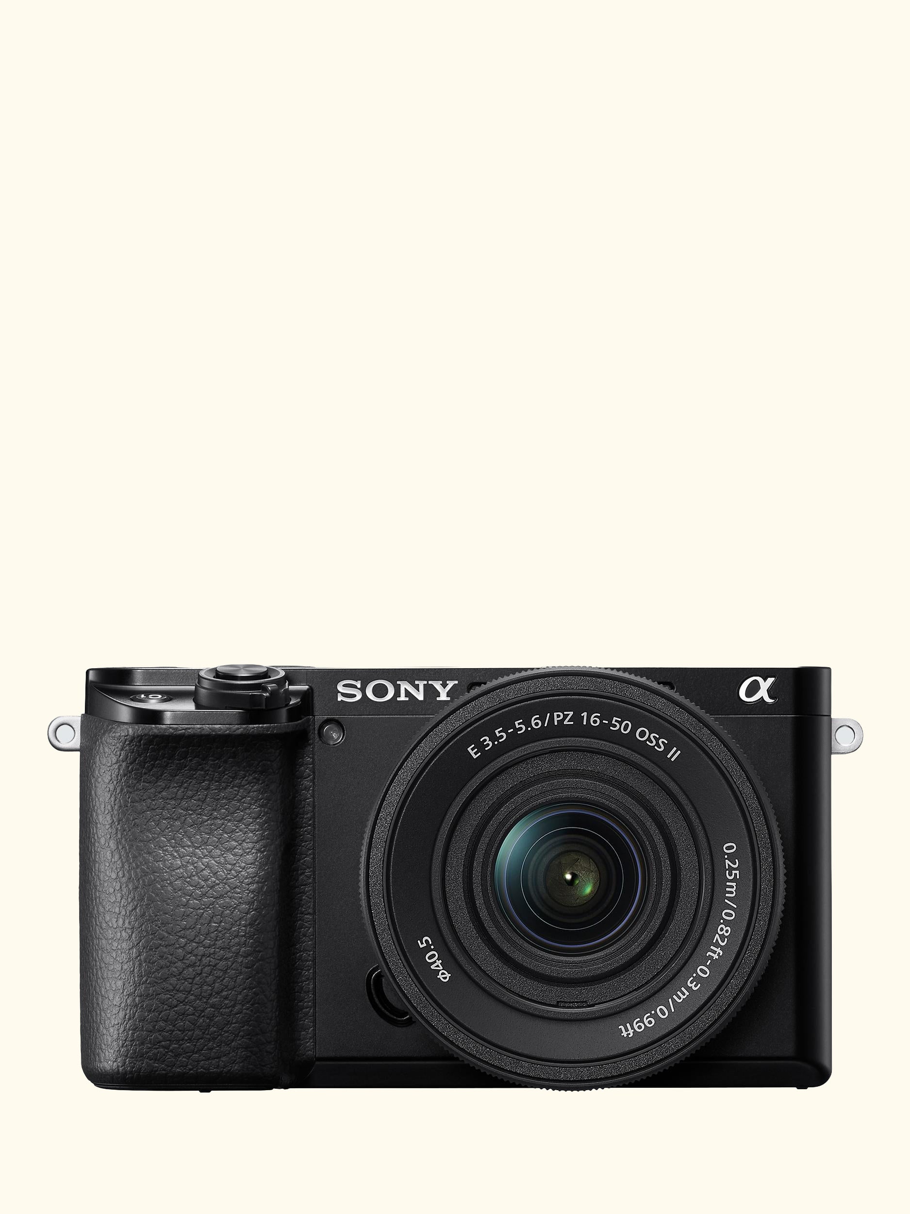 A6100 Compact System Camera with 16-50mm OSS II Lens & 55-210mm OSS Lens, 4K Ultra HD, 24.2MP, Wi-Fi, Bluetooth, NFC, EVF, 3" Tilting Touch Screen, Double Zoom Lens Kit, Black