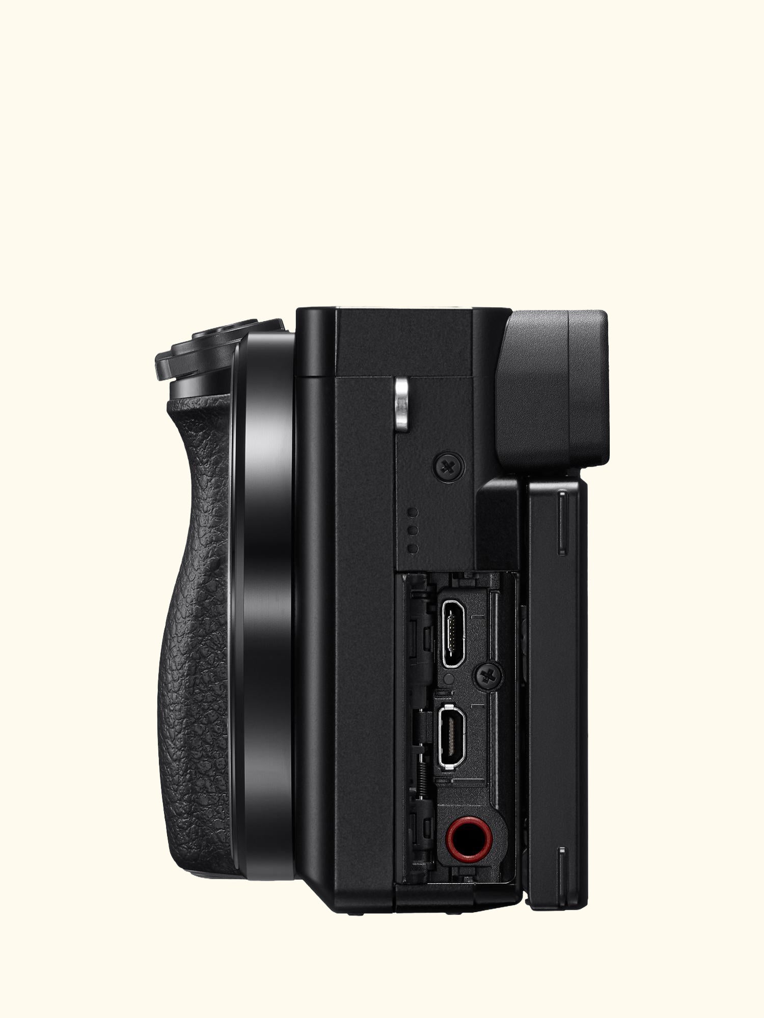 A6100 Compact System Camera with 16-50mm OSS II Lens & 55-210mm OSS Lens, 4K Ultra HD, 24.2MP, Wi-Fi, Bluetooth, NFC, EVF, 3" Tilting Touch Screen, Double Zoom Lens Kit, Black