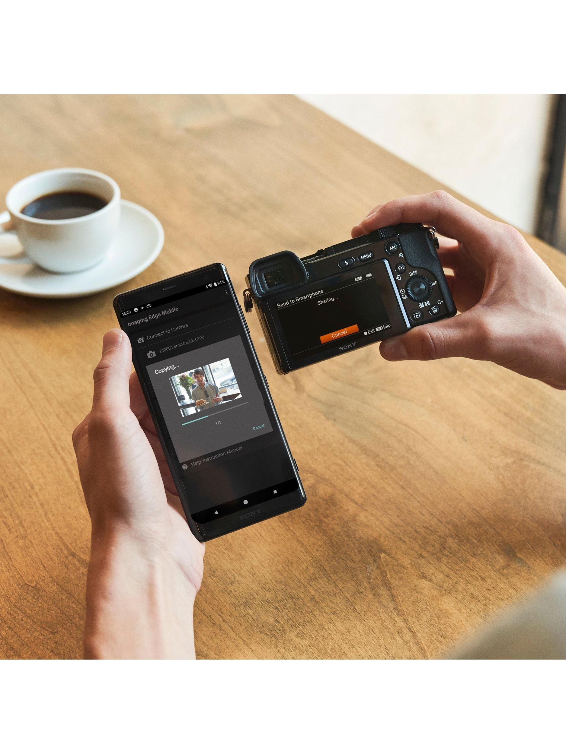 A6100 Compact System Camera with 16-50mm OSS II Lens & 55-210mm OSS Lens, 4K Ultra HD, 24.2MP, Wi-Fi, Bluetooth, NFC, EVF, 3" Tilting Touch Screen, Double Zoom Lens Kit, Black