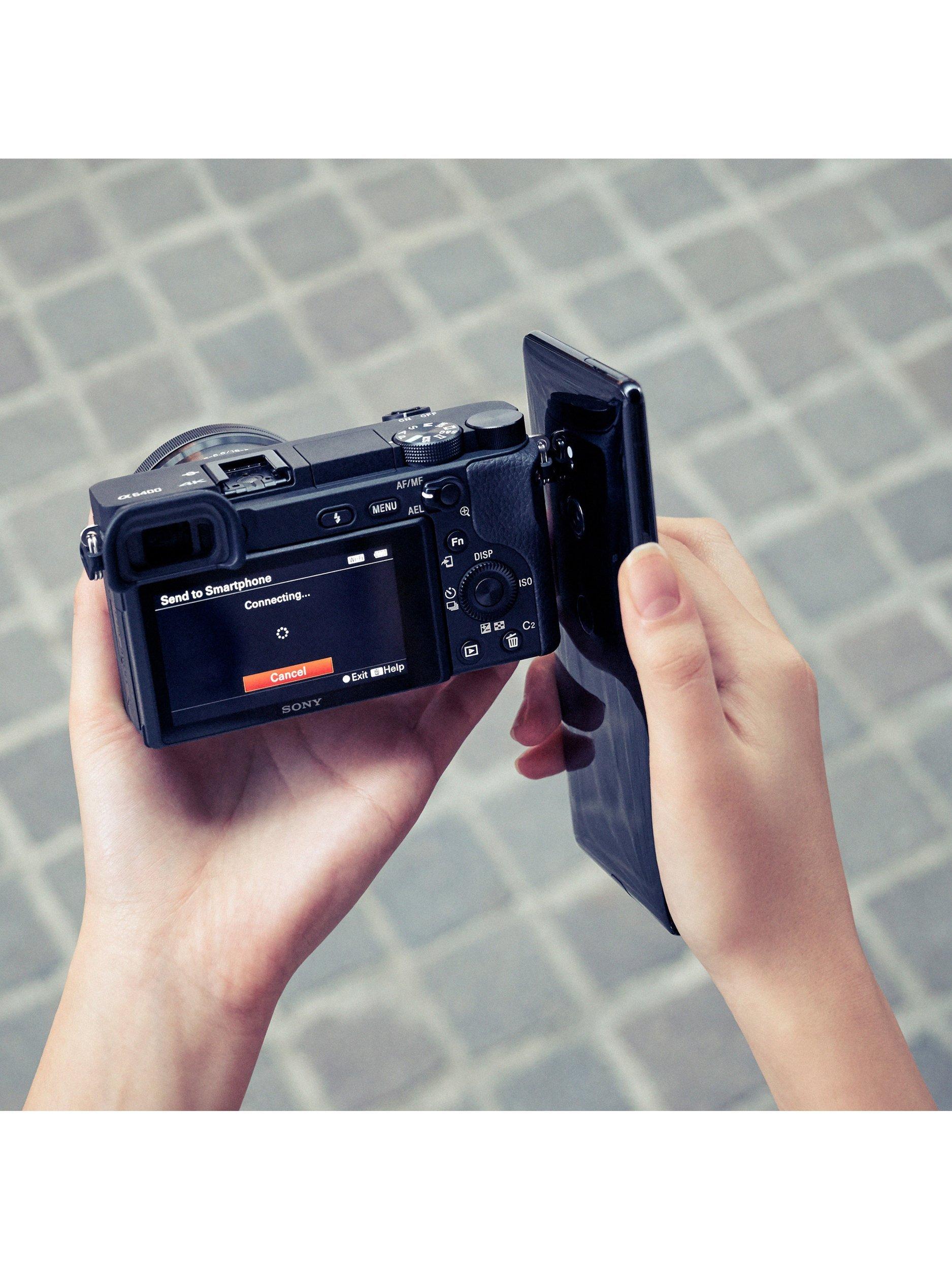 A6400 Compact System Camera with 16-50mm OSS II Power Zoom Lens, 4K Ultra HD, 24.2MP, 4D Focus, Wi-Fi, Bluetooth, NFC, OLED EVF, 3" Tilting Touch Screen, Black
