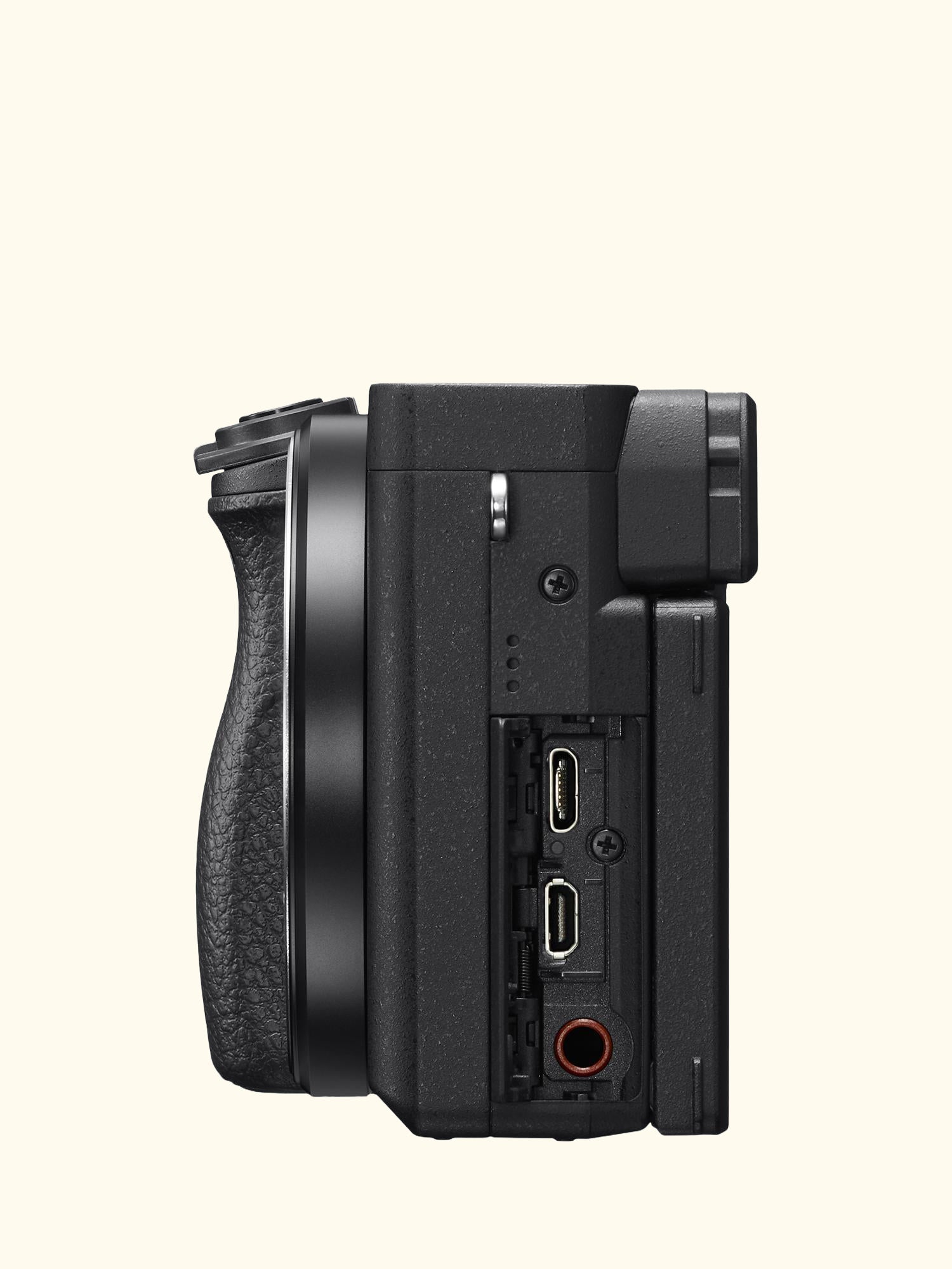 A6400 Compact System Camera with 16-50mm OSS II Power Zoom Lens, 4K Ultra HD, 24.2MP, 4D Focus, Wi-Fi, Bluetooth, NFC, OLED EVF, 3" Tilting Touch Screen, Black