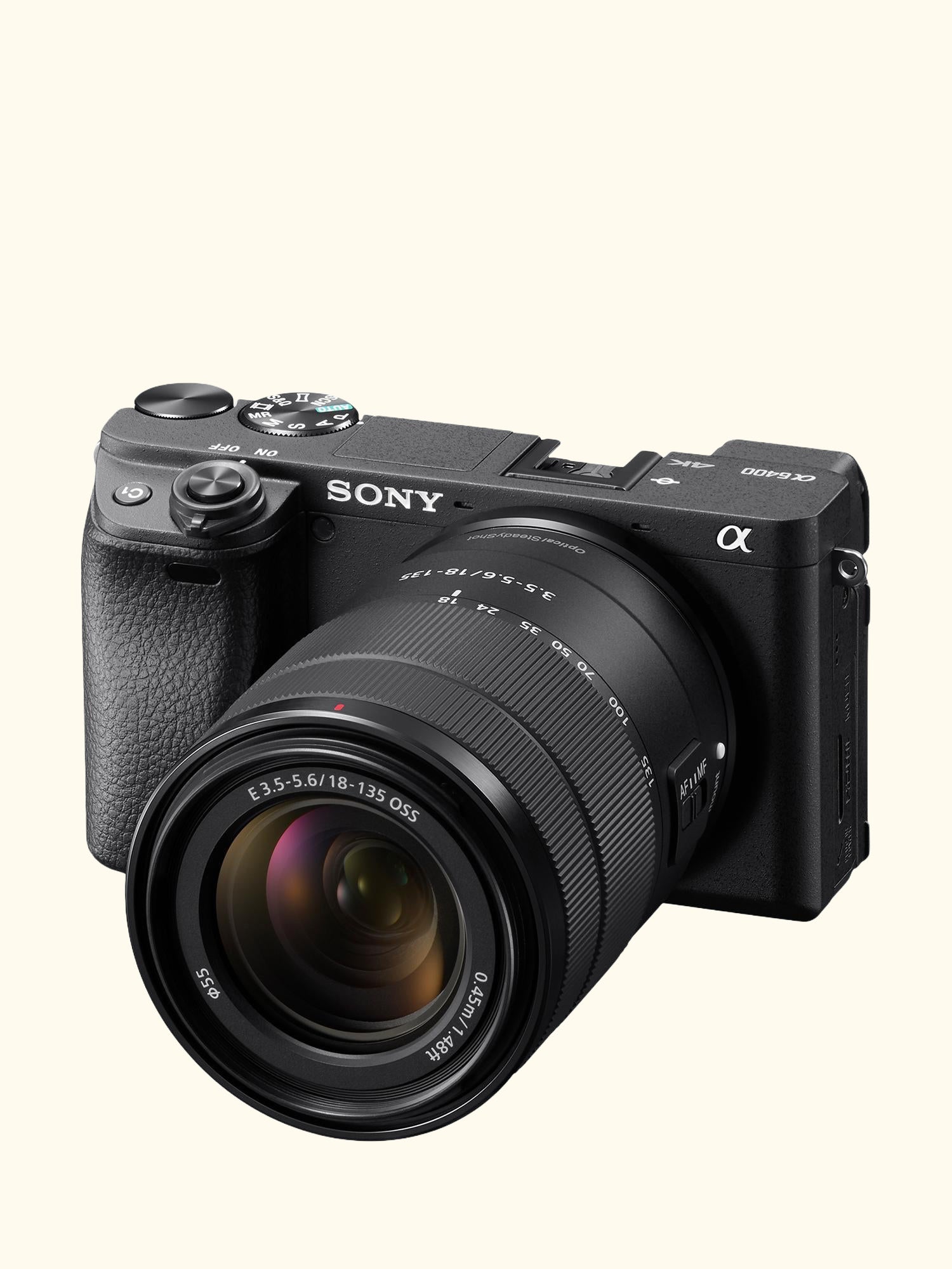 A6400 Compact System Camera with 16-50mm OSS II Power Zoom Lens, 4K Ultra HD, 24.2MP, 4D Focus, Wi-Fi, Bluetooth, NFC, OLED EVF, 3" Tilting Touch Screen, Black
