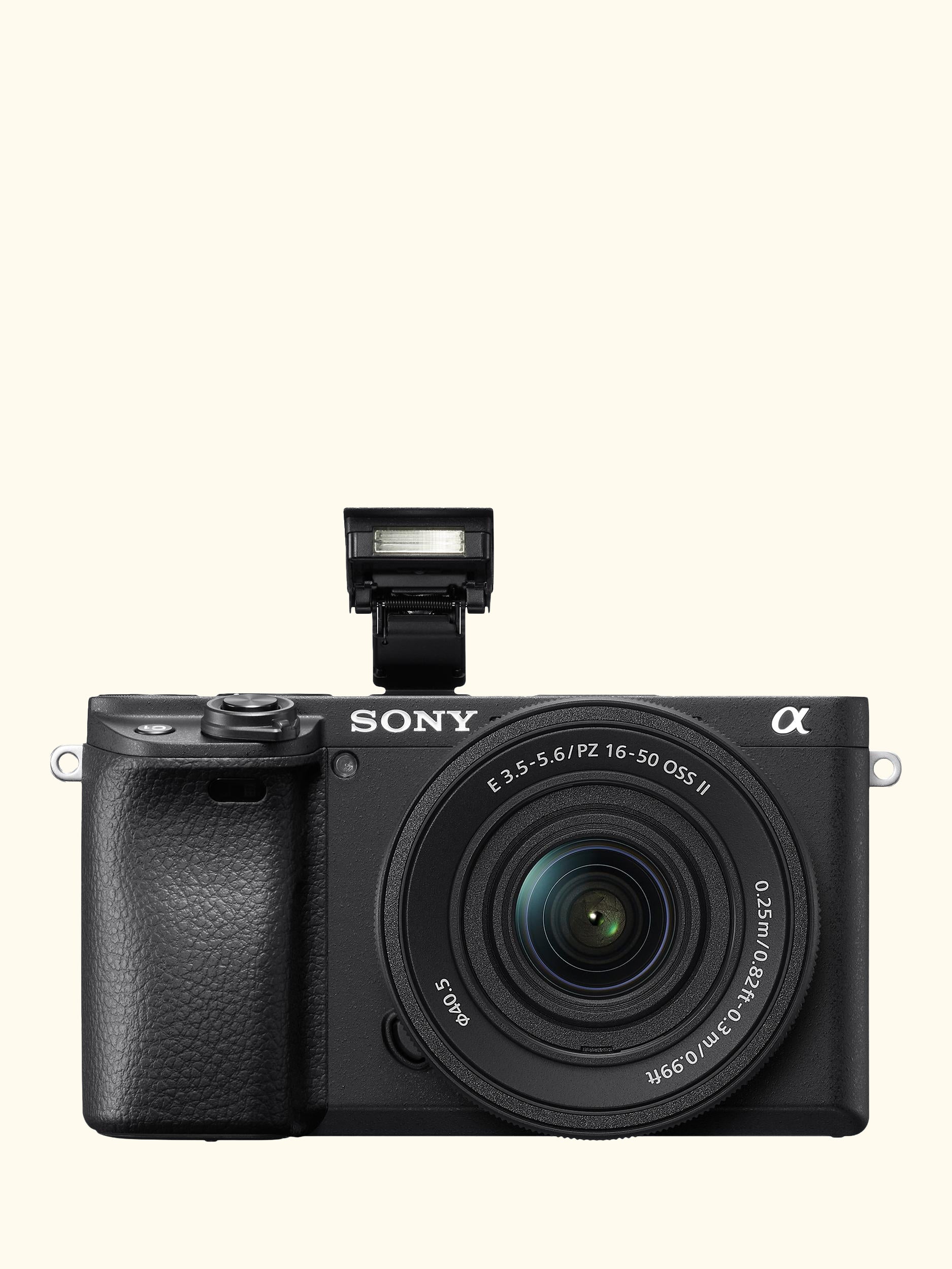 A6400 Compact System Camera with 16-50mm OSS II Power Zoom Lens, 4K Ultra HD, 24.2MP, 4D Focus, Wi-Fi, Bluetooth, NFC, OLED EVF, 3" Tilting Touch Screen, Black
