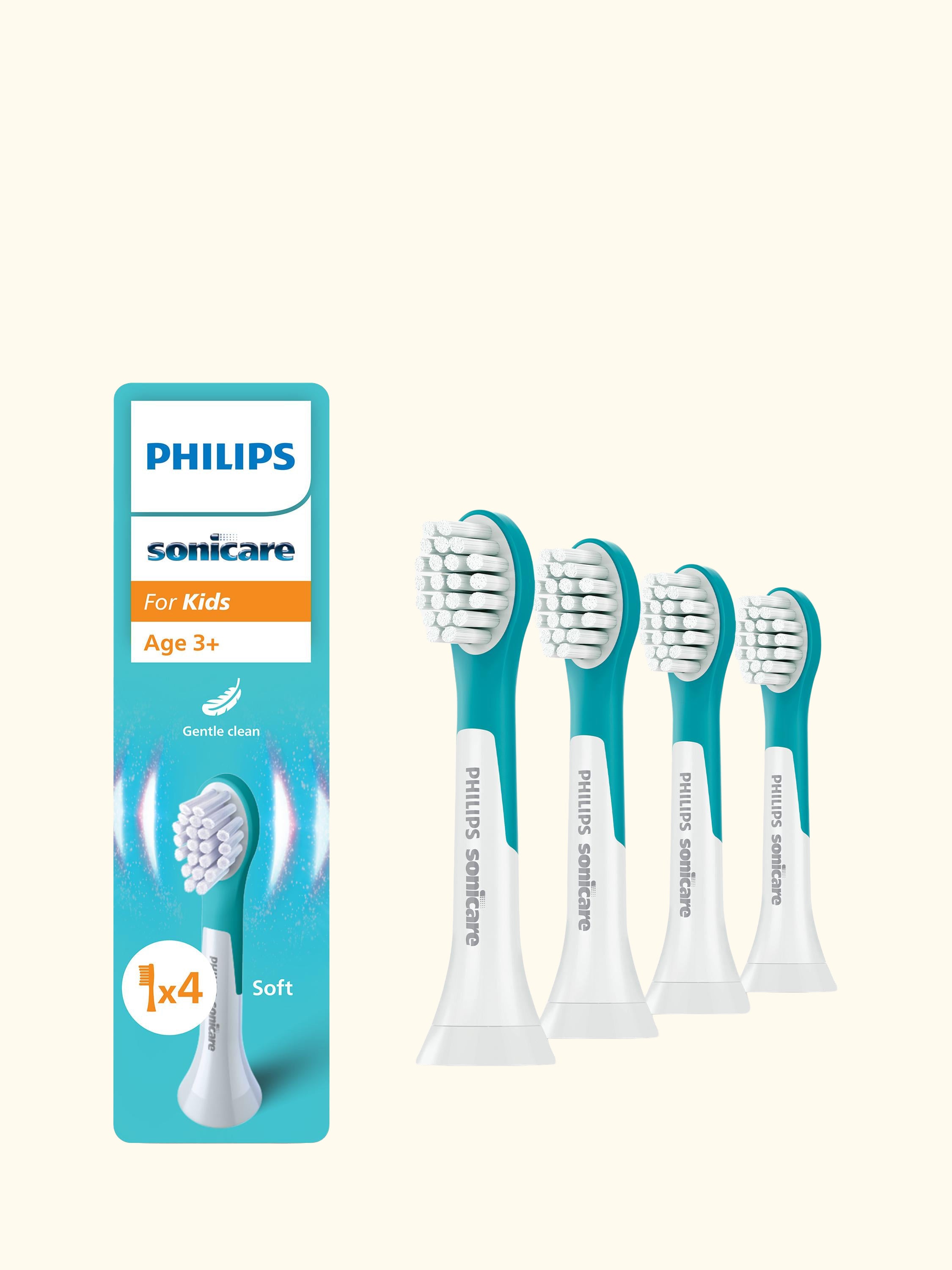 Sonicare for Kids Compact Replacement Toothbrush Heads, Pack of 4, Blue