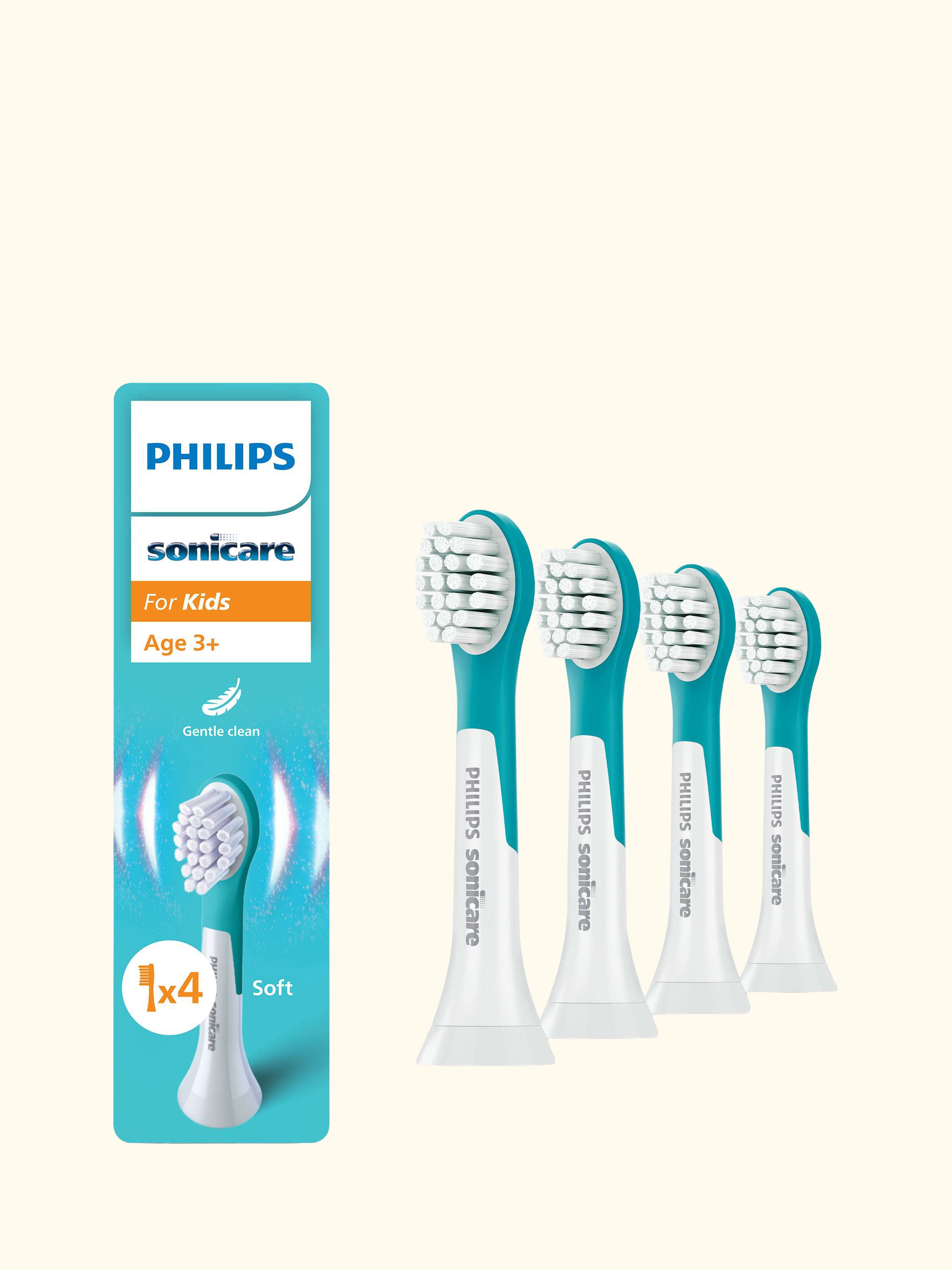 Sonicare for Kids Compact Replacement Toothbrush Heads, Pack of 4, Blue