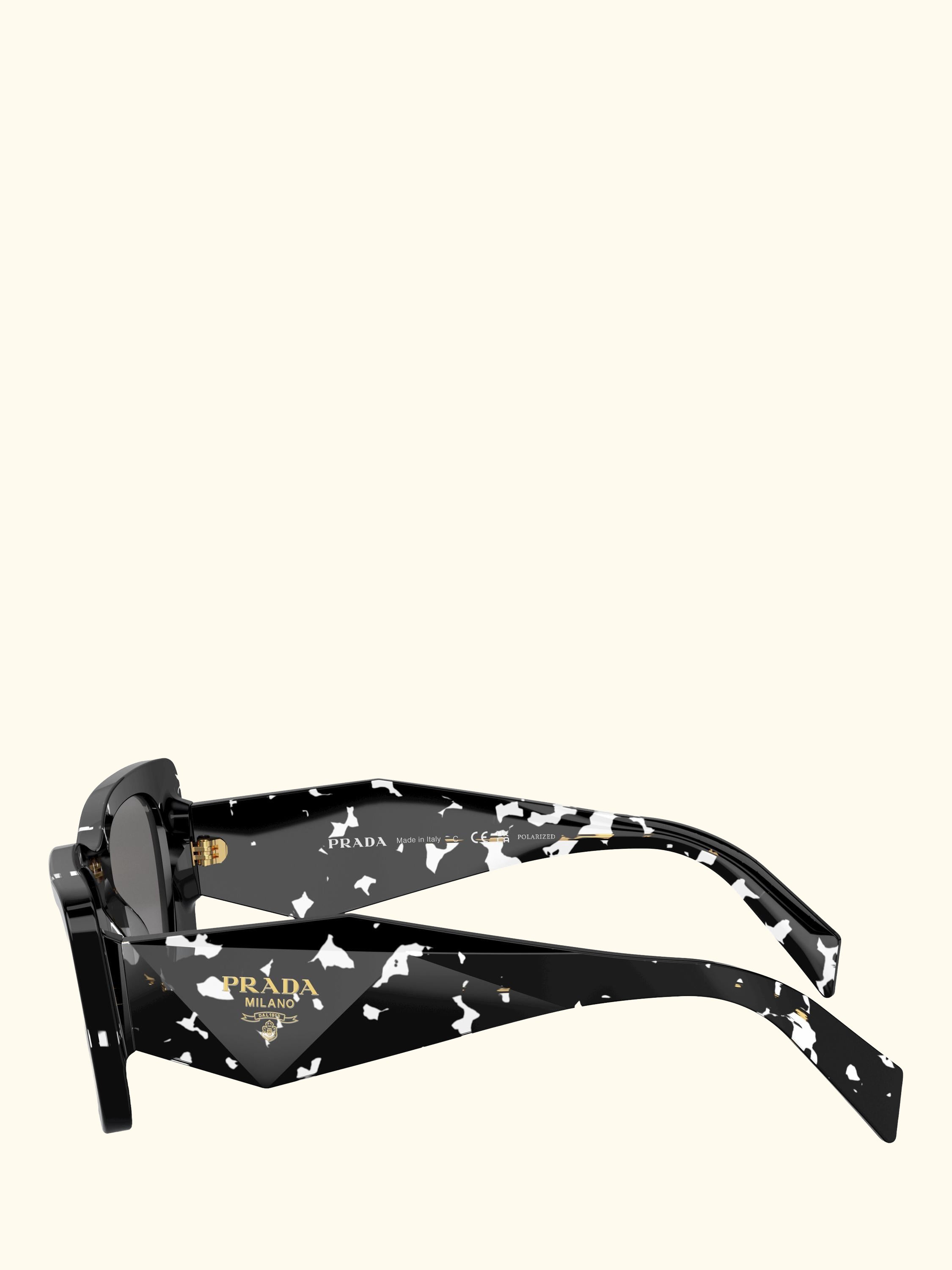 PR 08YS Women's Polarised Cat's Eye Sunglasses, Black Crystal Tortoise/Grey