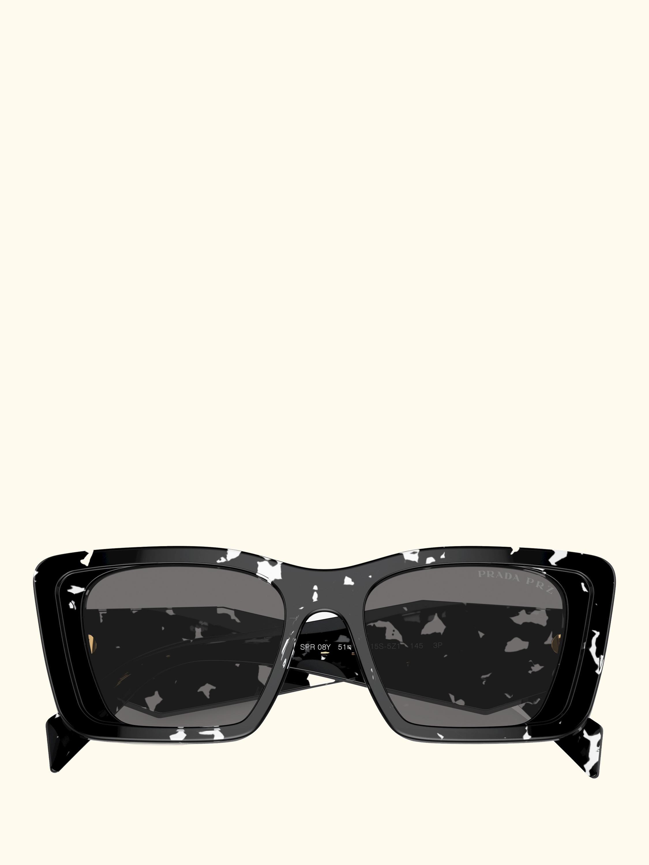 PR 08YS Women's Polarised Cat's Eye Sunglasses, Black Crystal Tortoise/Grey
