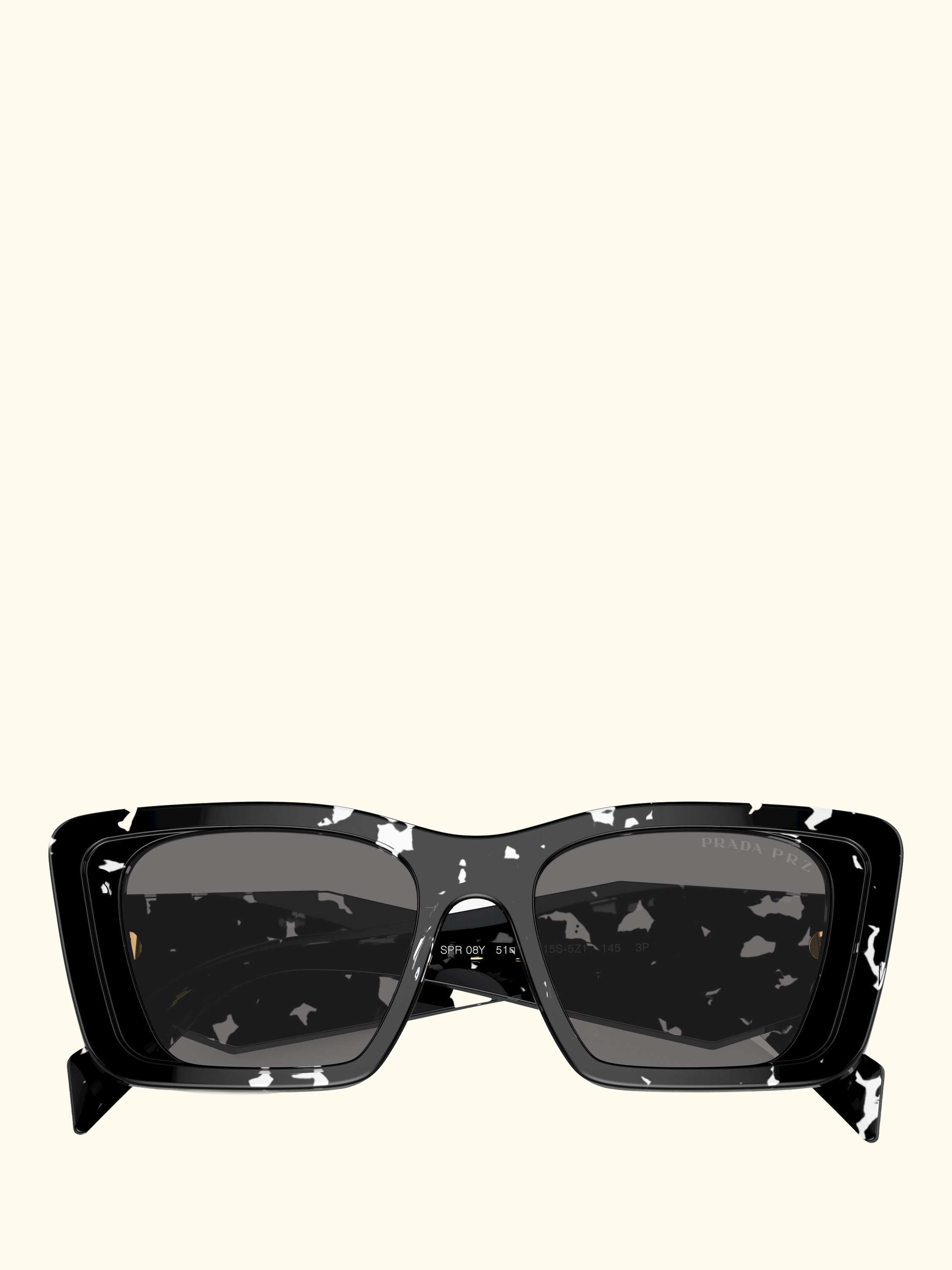 PR 08YS Women's Polarised Cat's Eye Sunglasses, Black Crystal Tortoise/Grey