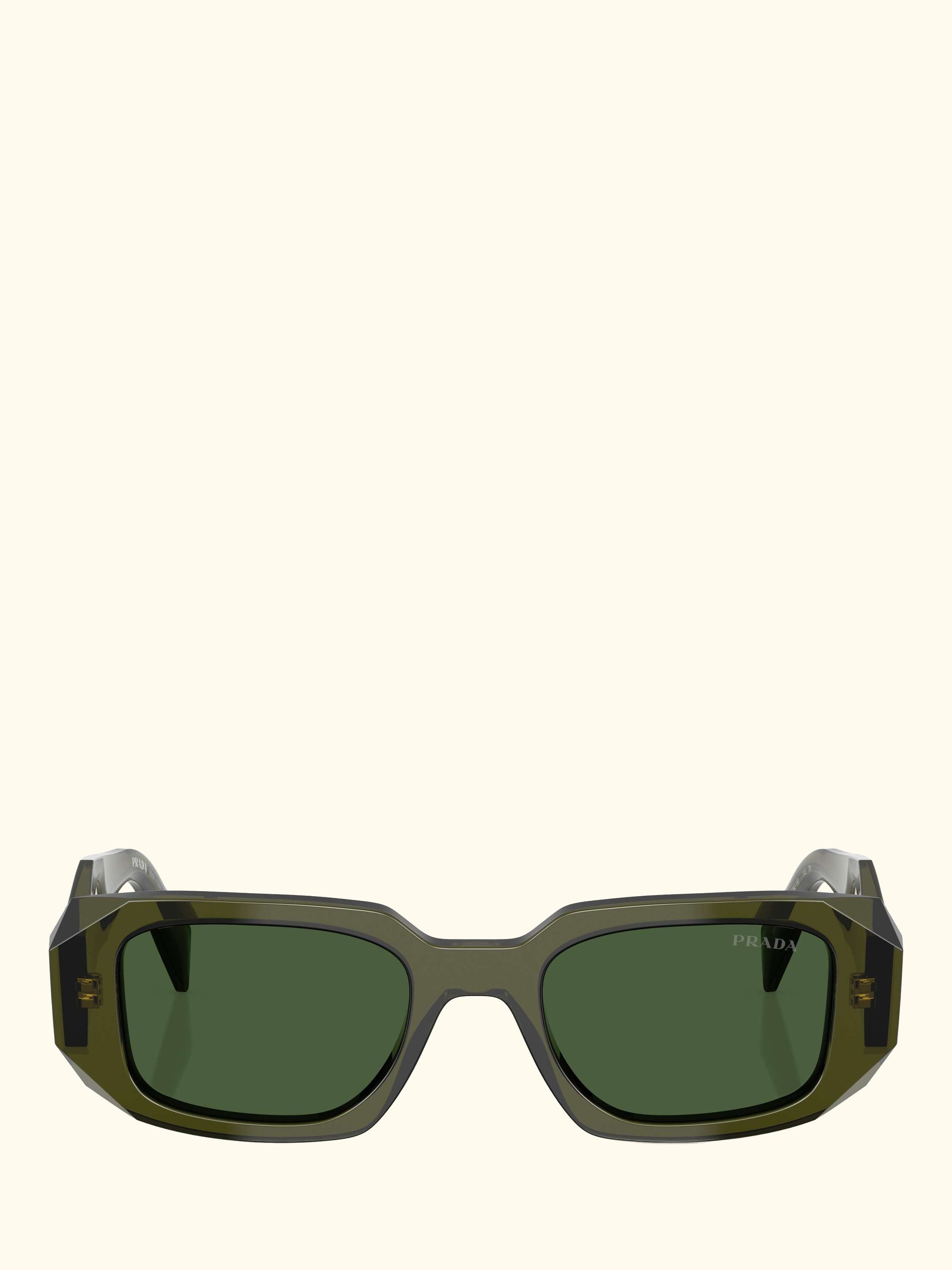 PR 17WS Women's Rectangular Sunglasses, Transparent Bottle/Green