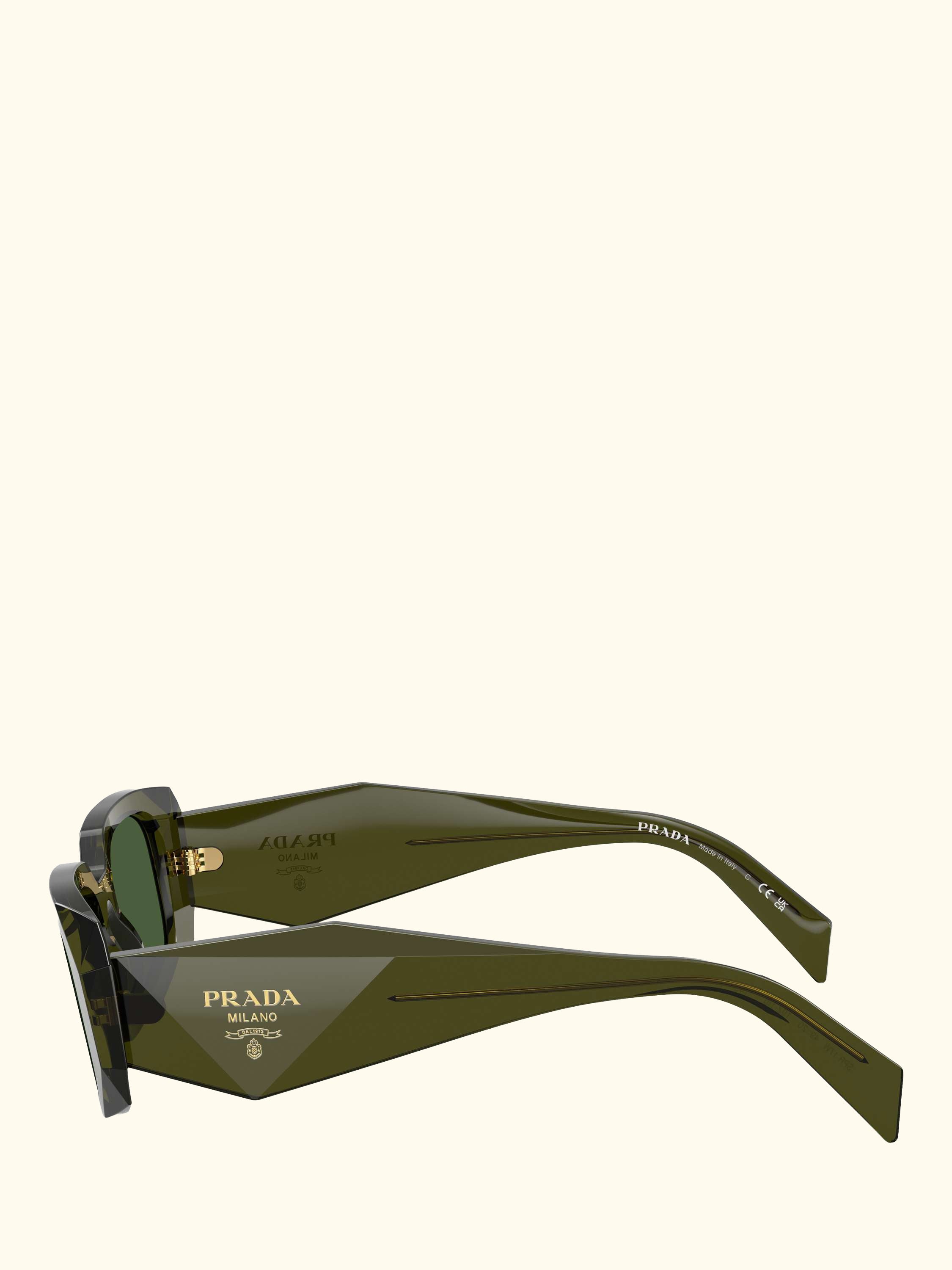 PR 17WS Women's Rectangular Sunglasses, Transparent Bottle/Green