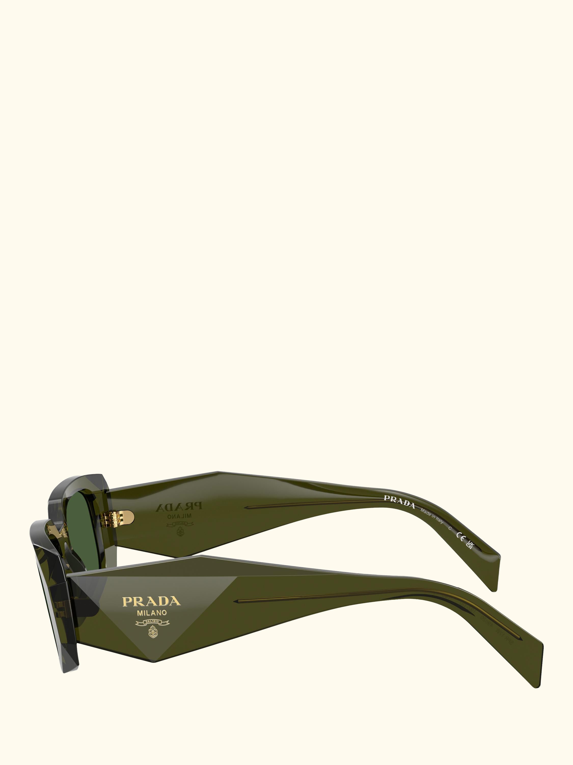 PR 17WS Women's Rectangular Sunglasses, Transparent Bottle/Green