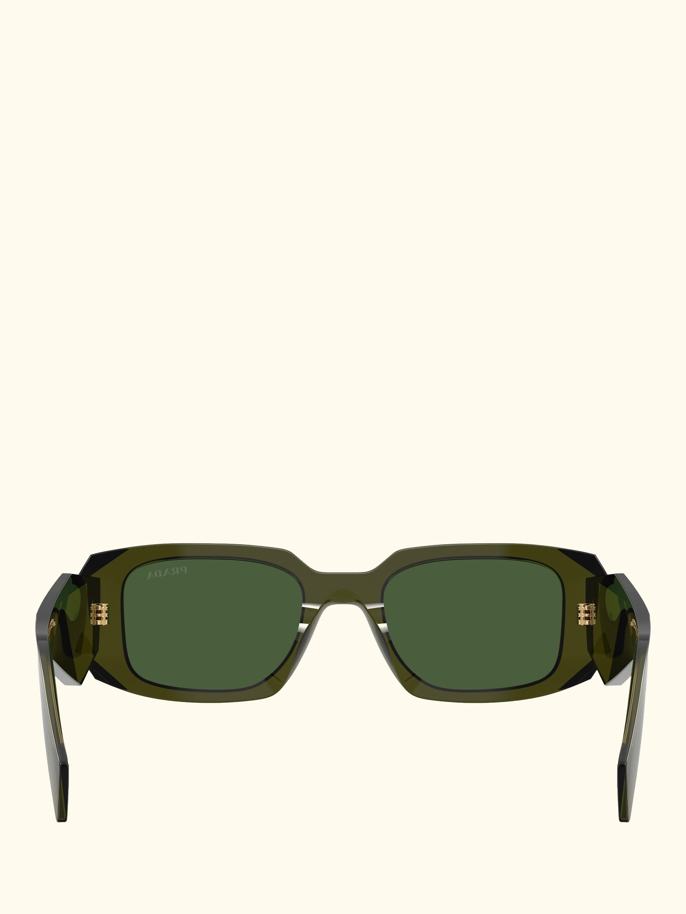 PR 17WS Women's Rectangular Sunglasses, Transparent Bottle/Green