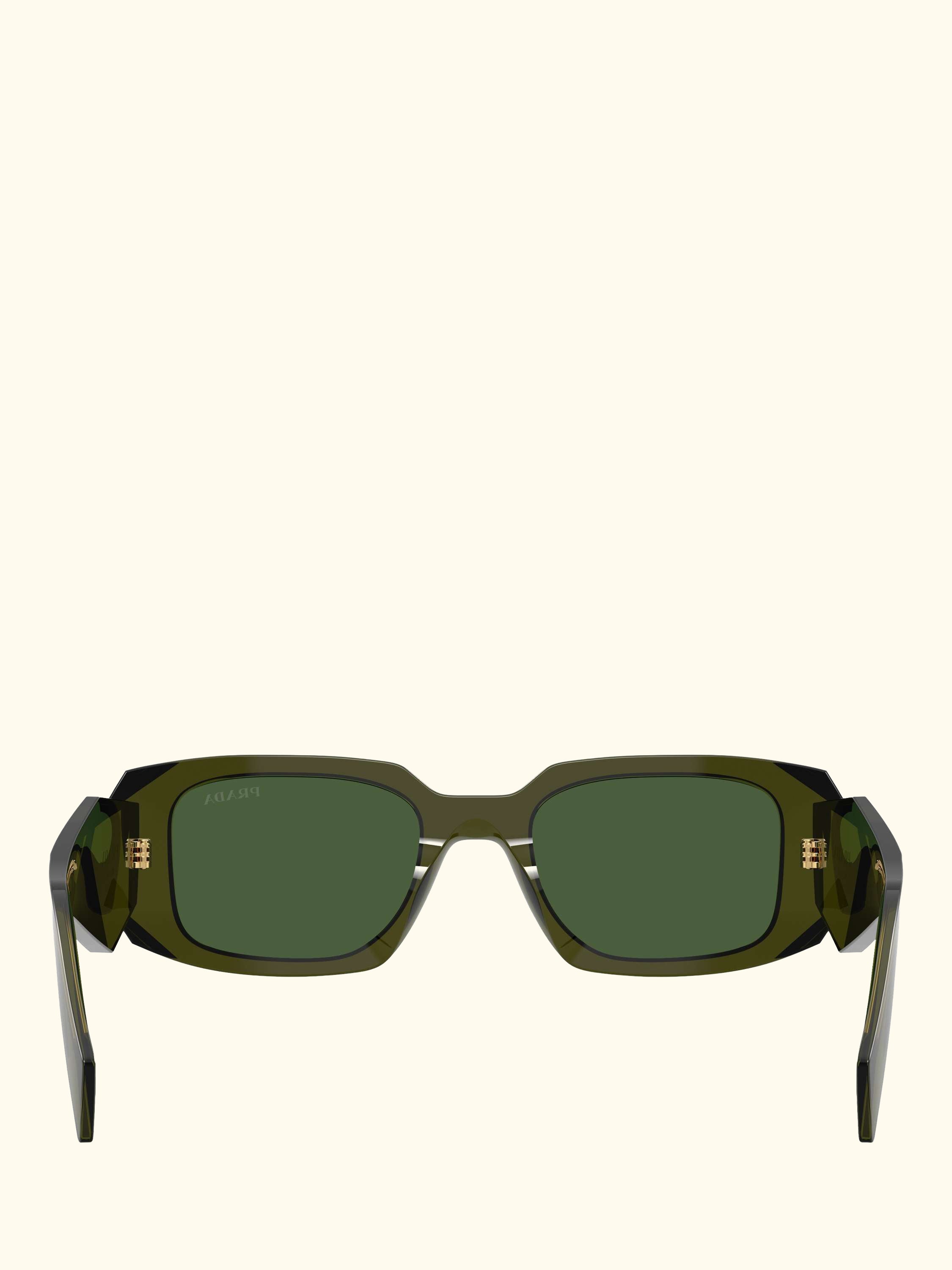 PR 17WS Women's Rectangular Sunglasses, Transparent Bottle/Green