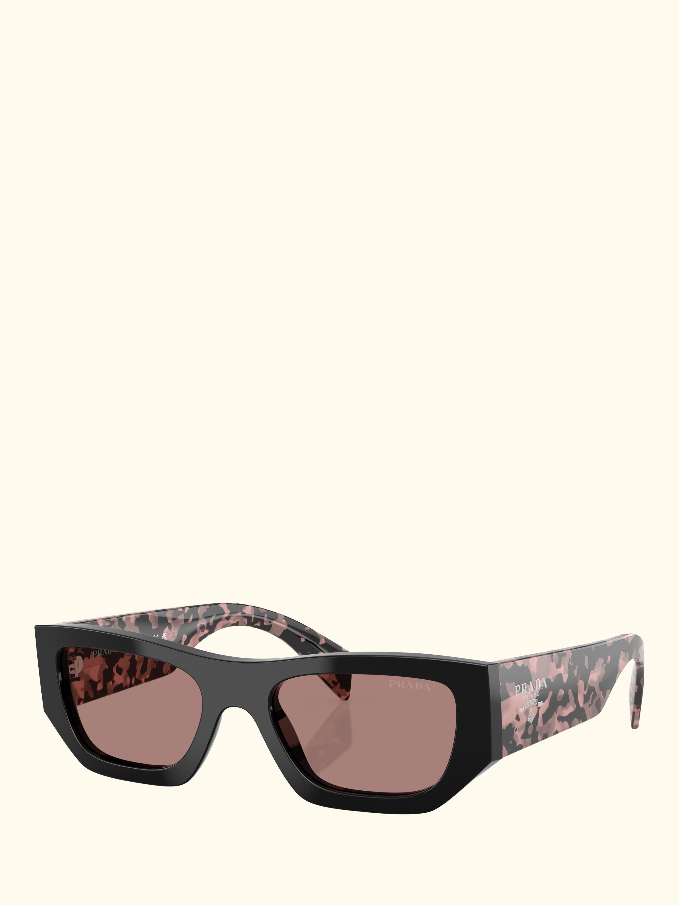 PR A01S Women's Rectangular Sunglasses, Black Multi/Pink