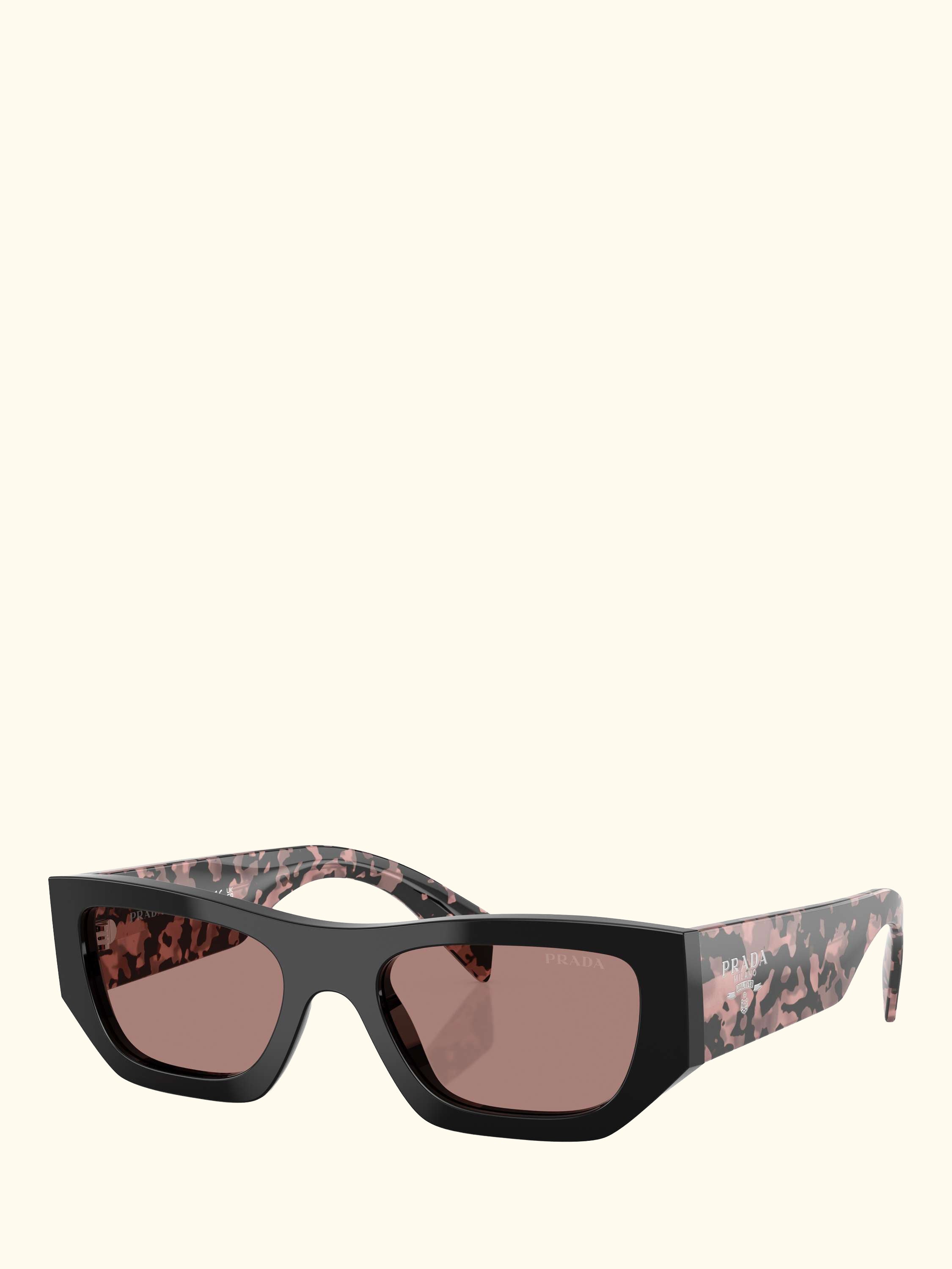 PR A01S Women's Rectangular Sunglasses, Black Multi/Pink