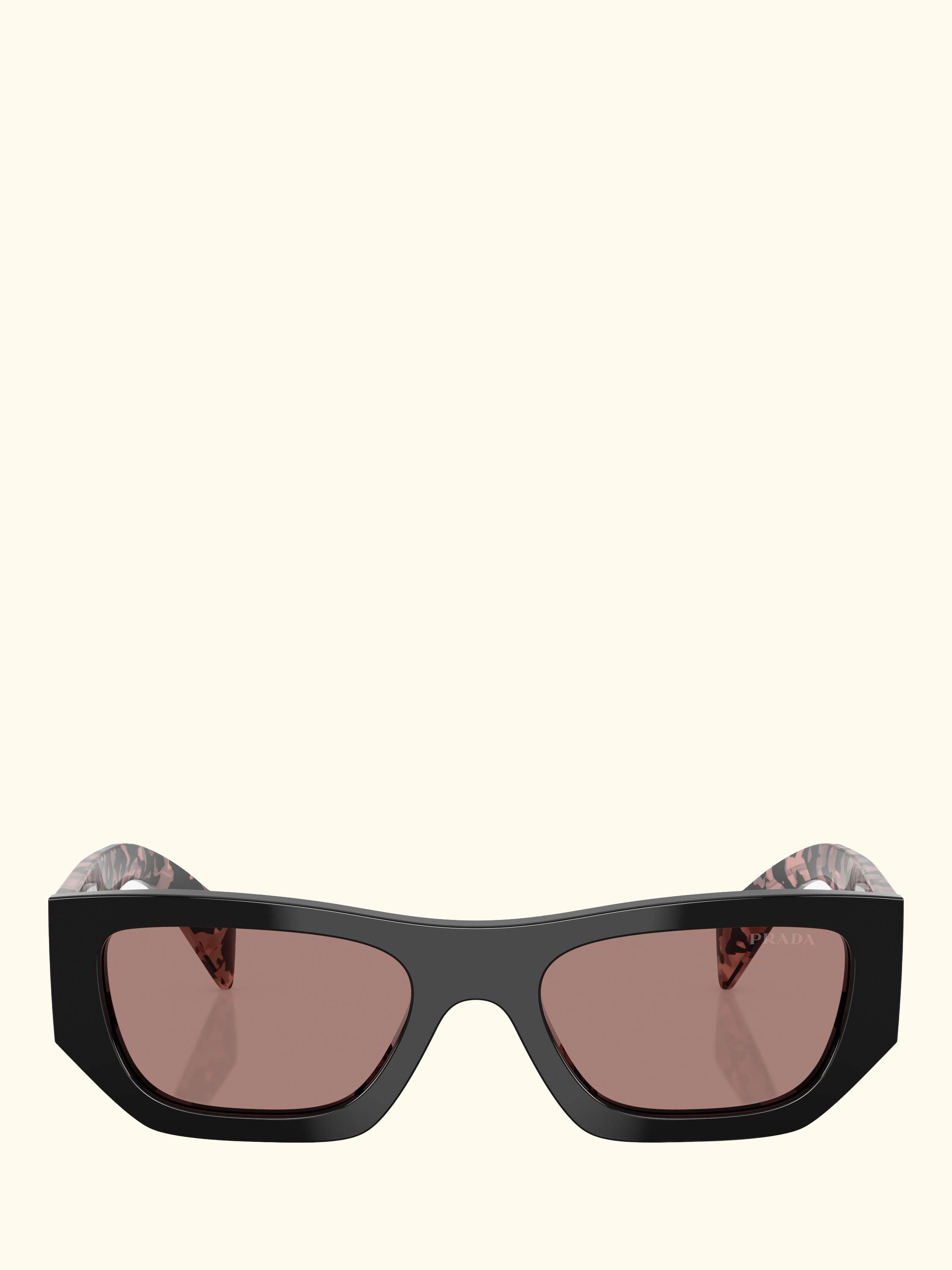 PR A01S Women's Rectangular Sunglasses, Black Multi/Pink