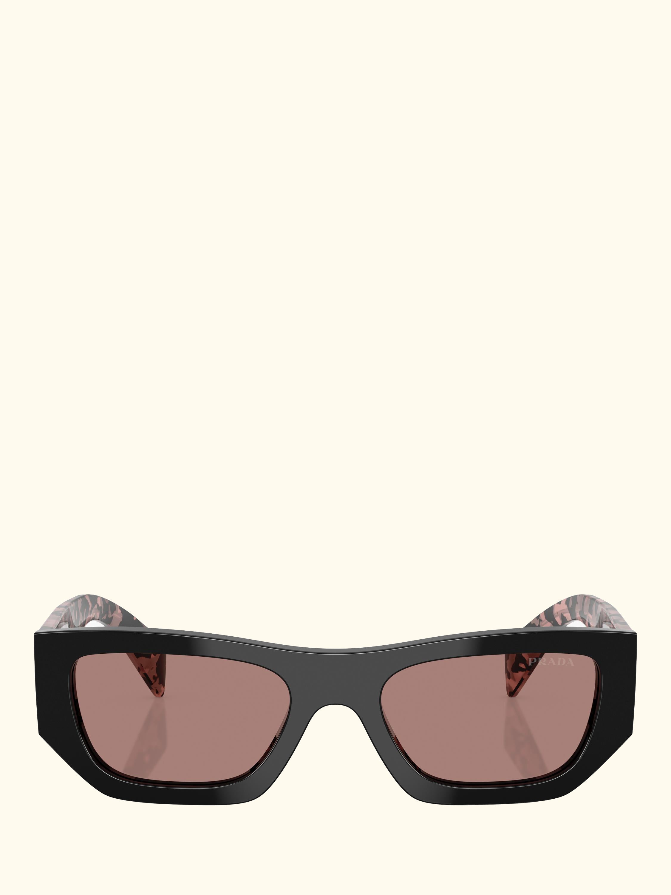 PR A01S Women's Rectangular Sunglasses, Black Multi/Pink