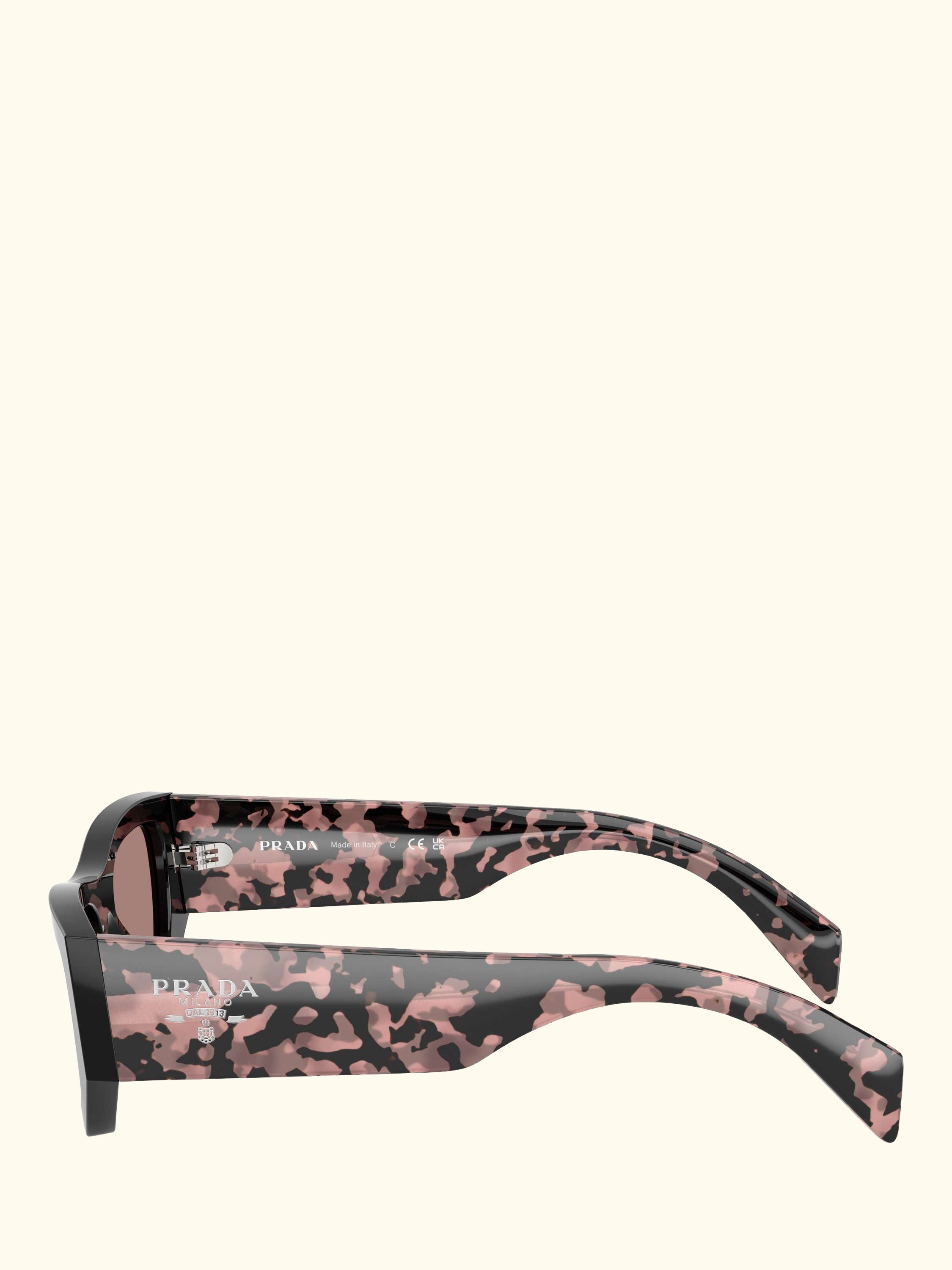 PR A01S Women's Rectangular Sunglasses, Black Multi/Pink