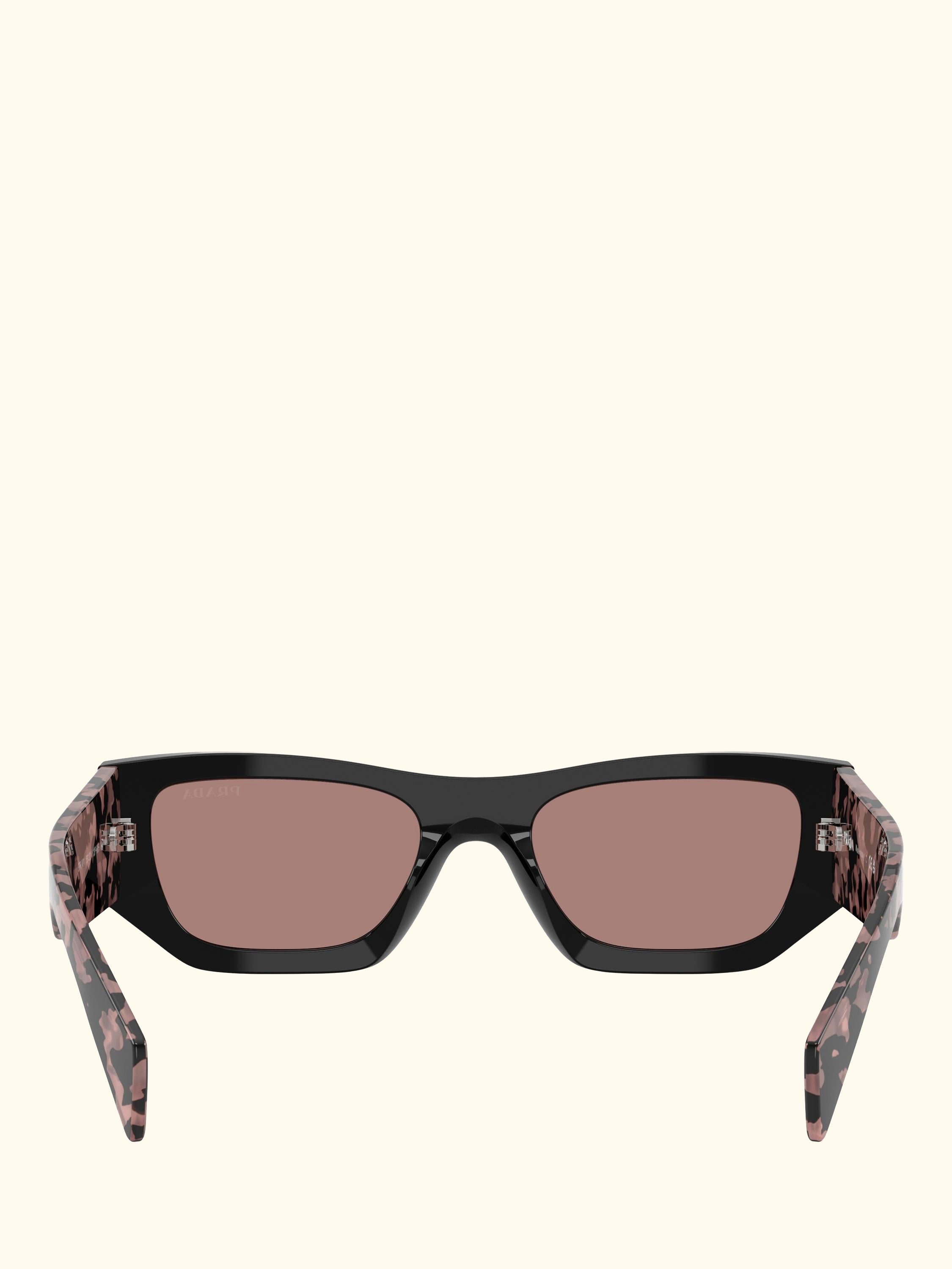 PR A01S Women's Rectangular Sunglasses, Black Multi/Pink
