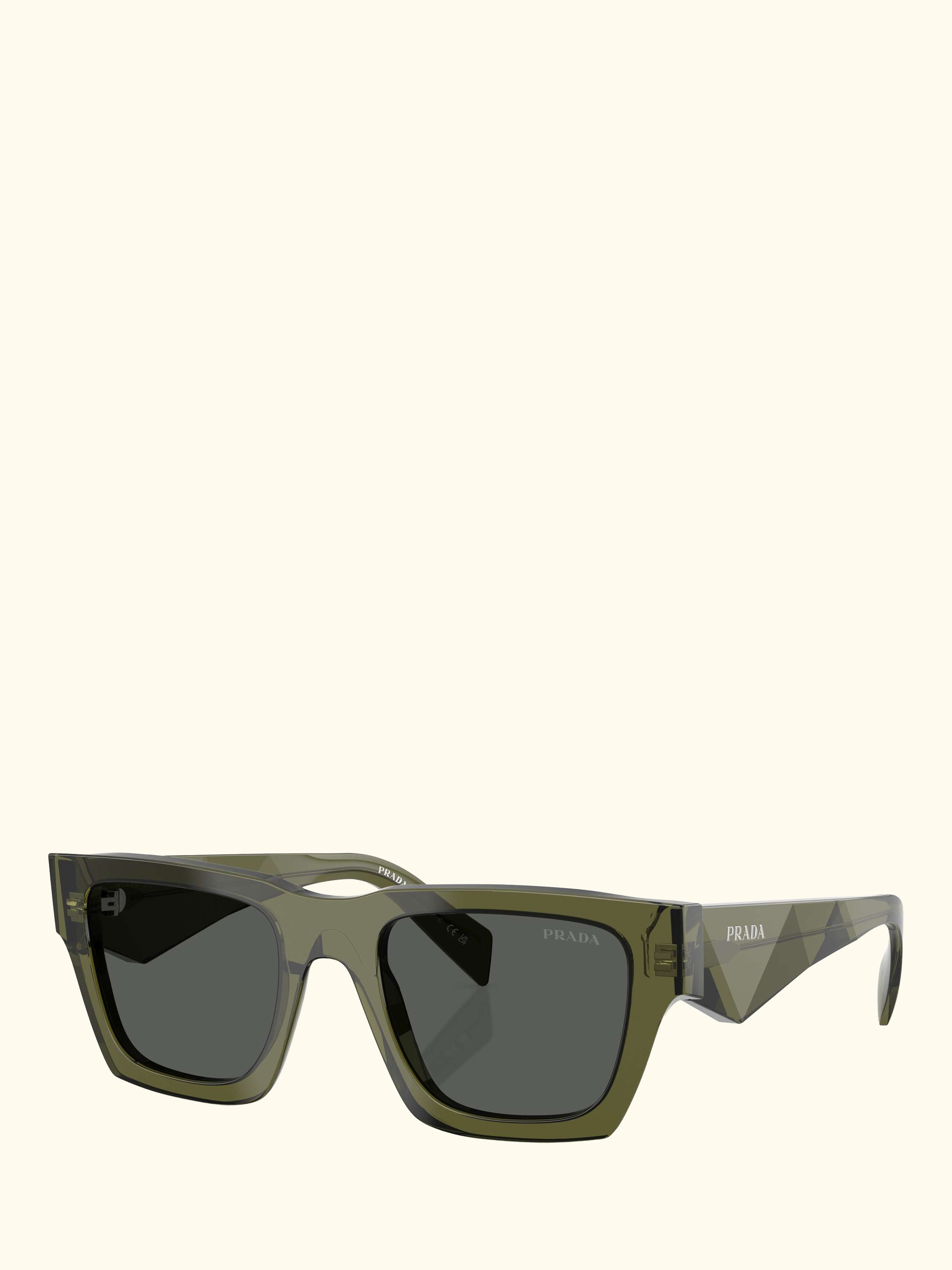 PR A06S Women's Square Sunglasses, Transparent Military/Grey