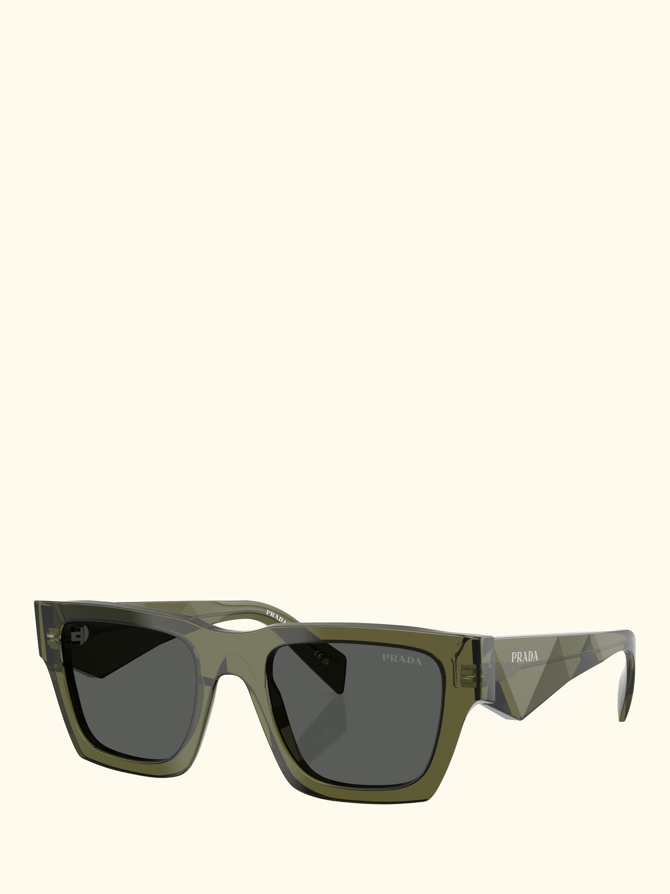 PR A06S Women's Square Sunglasses, Transparent Military/Grey