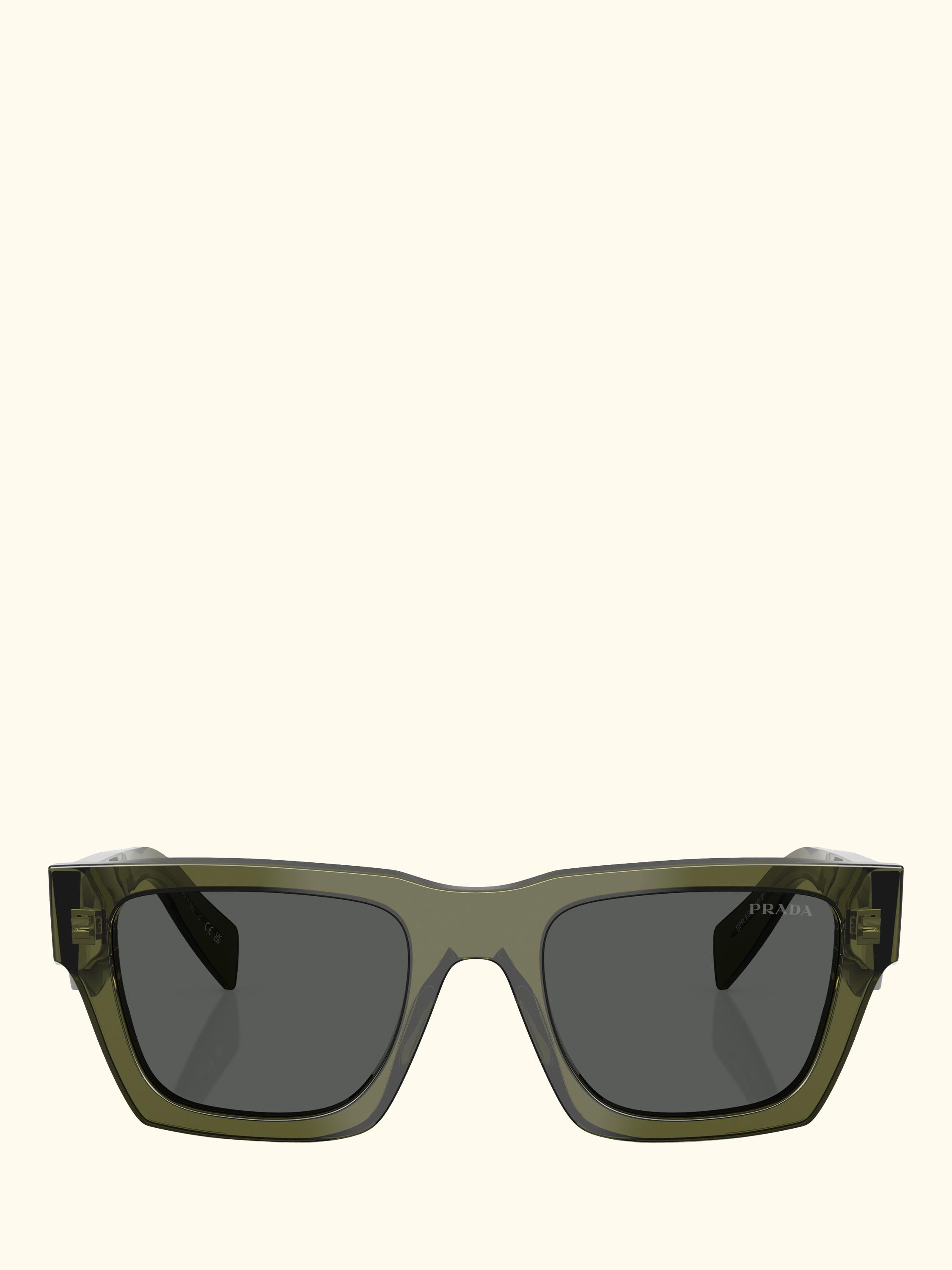 PR A06S Women's Square Sunglasses, Transparent Military/Grey