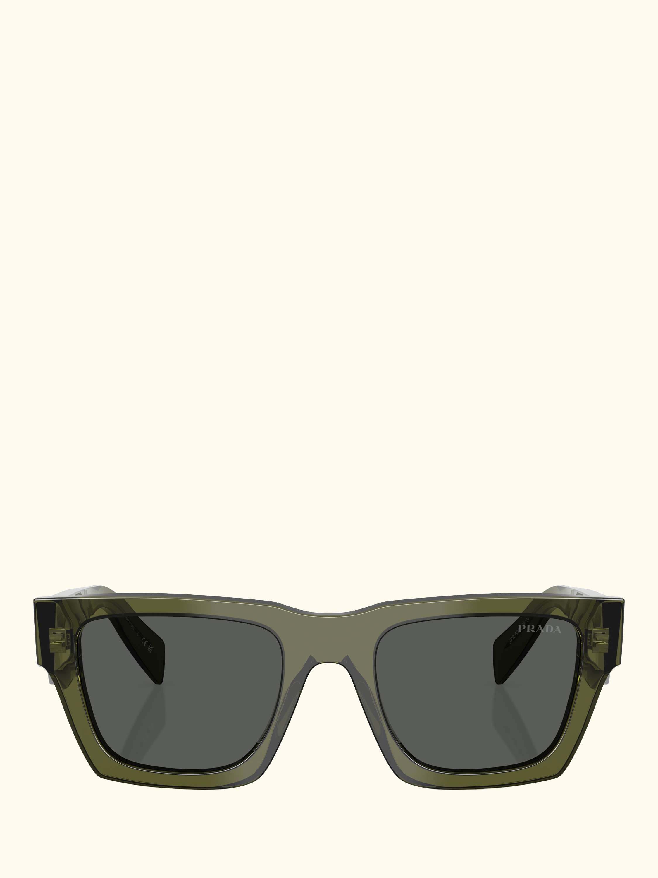 PR A06S Women's Square Sunglasses, Transparent Military/Grey