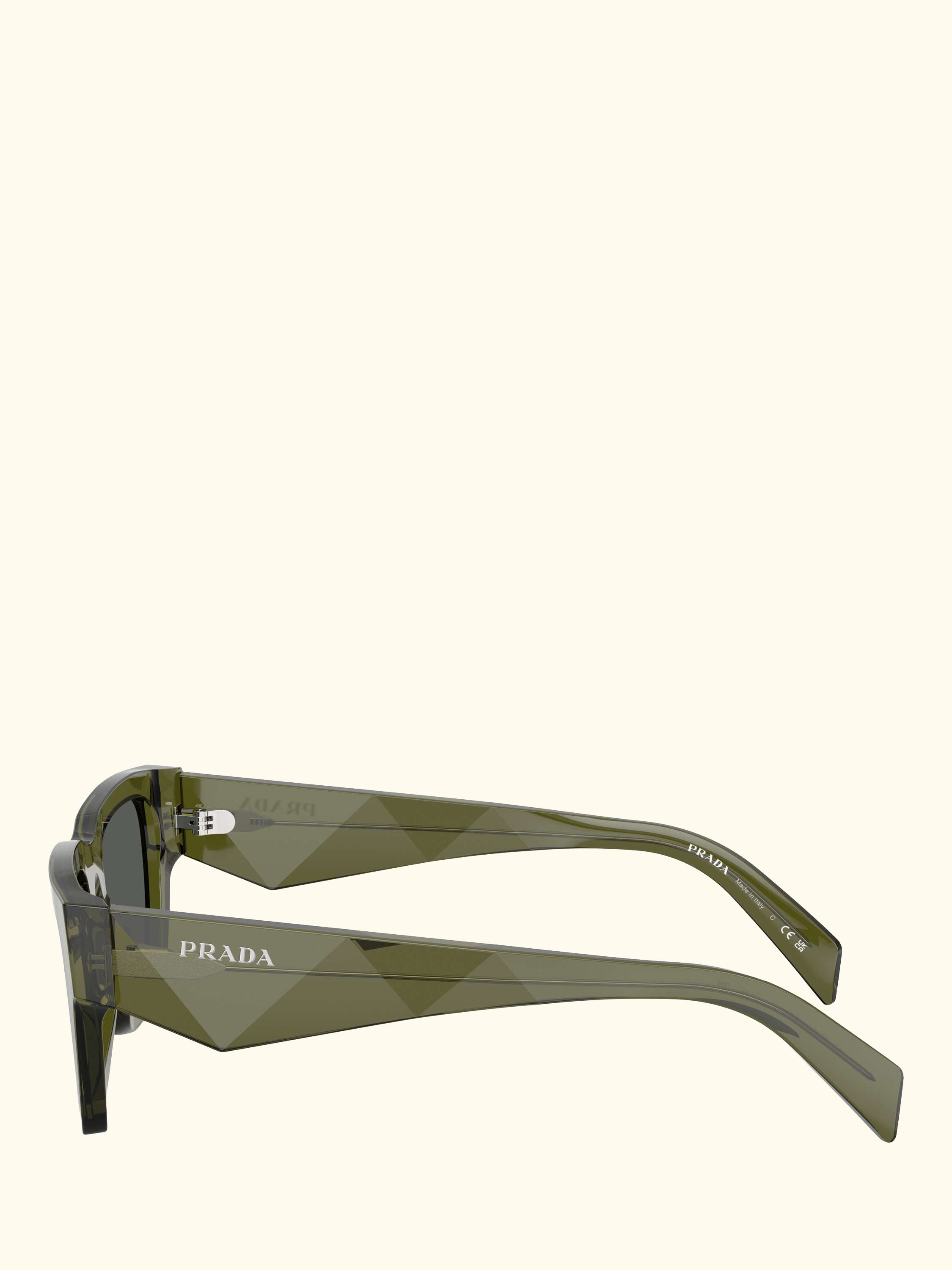 PR A06S Women's Square Sunglasses, Transparent Military/Grey