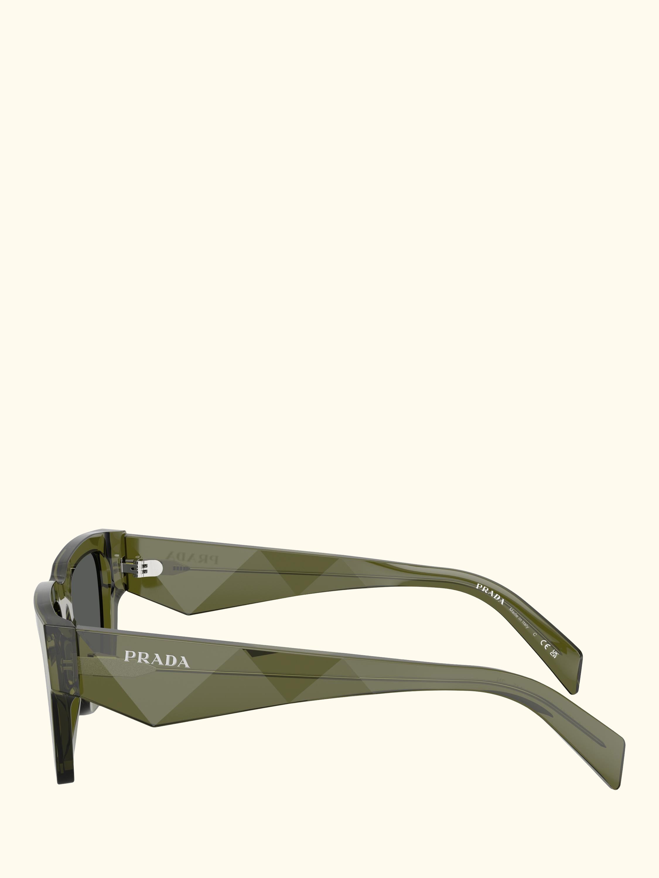 PR A06S Women's Square Sunglasses, Transparent Military/Grey
