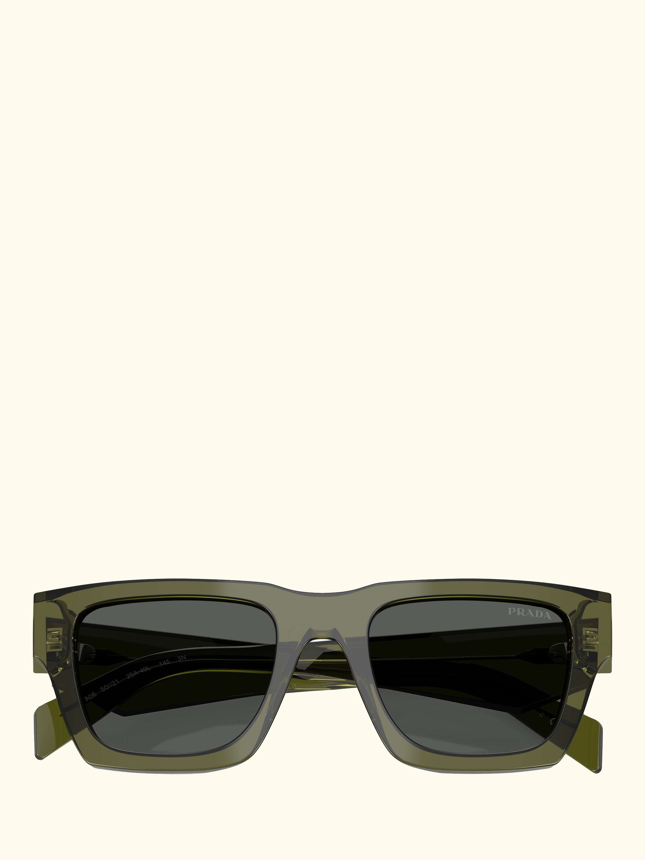 PR A06S Women's Square Sunglasses, Transparent Military/Grey