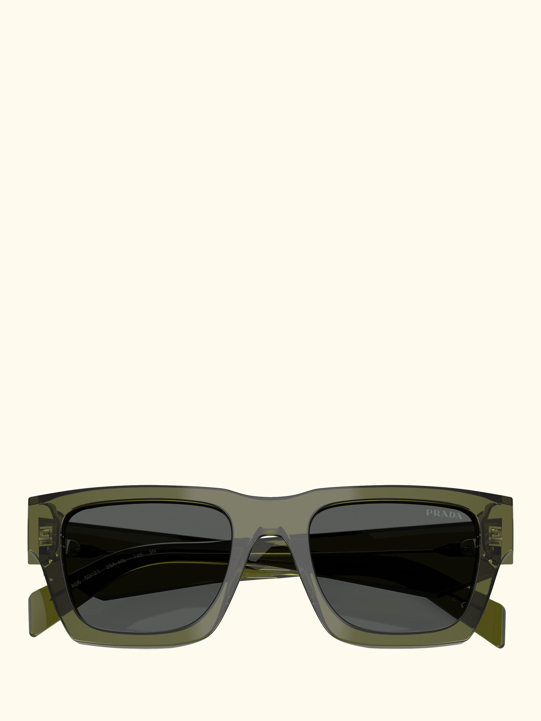 PR A06S Women's Square Sunglasses, Transparent Military/Grey
