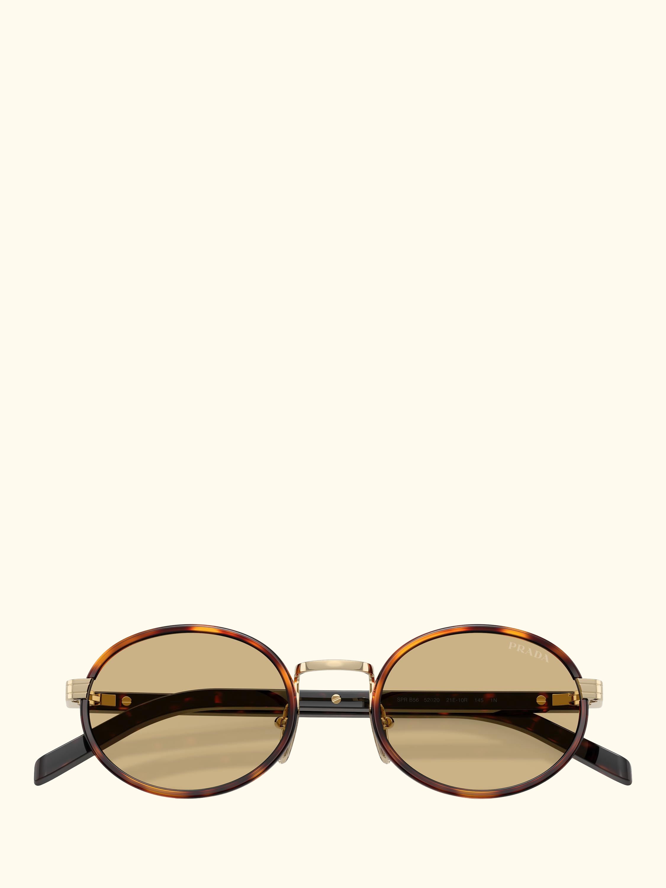 PR B56S Women's Oval Sunglasses, Root Tortoise/Yellow