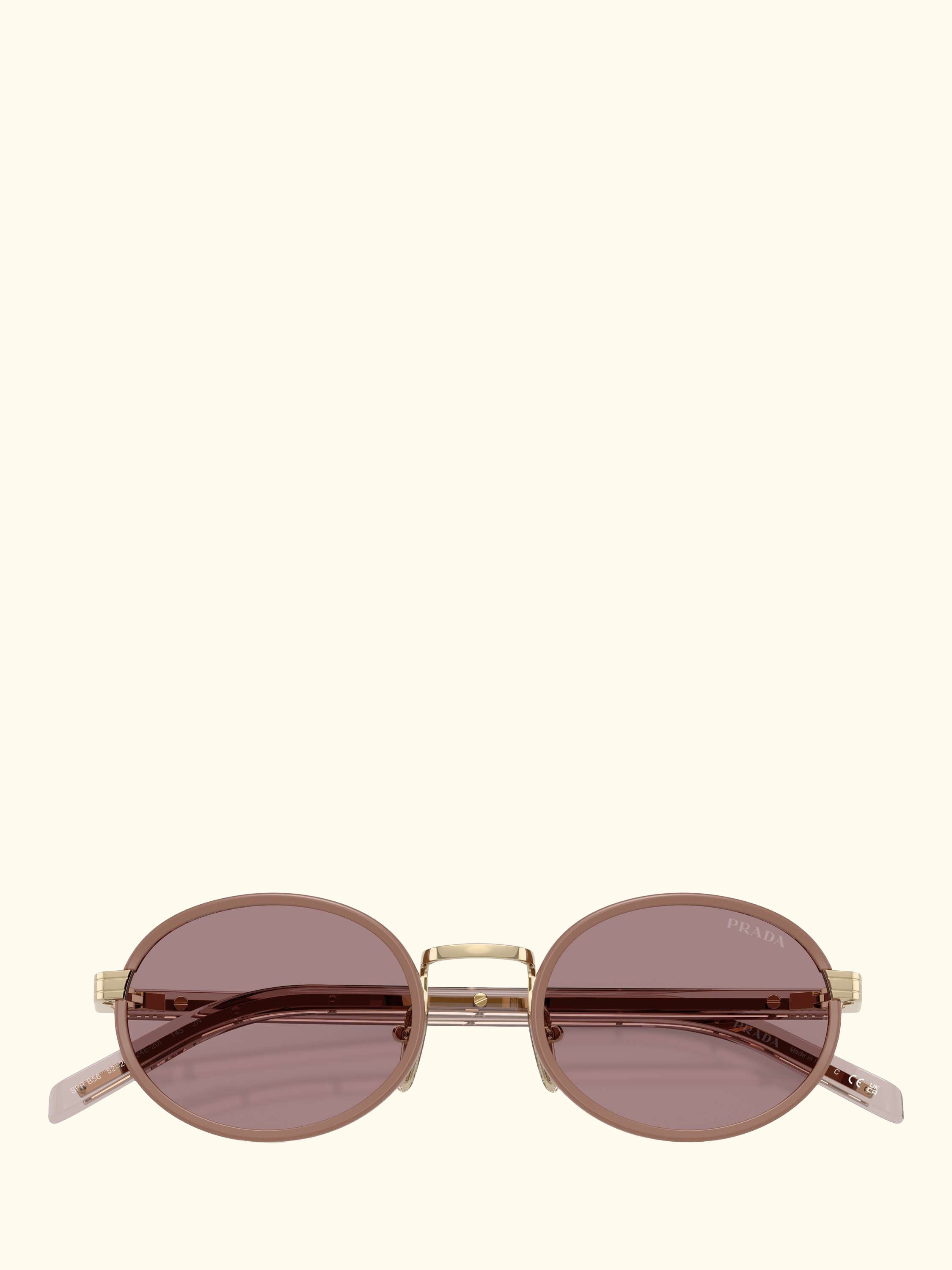PR B56S Women's Oval Sunglasses, Gold/Pink