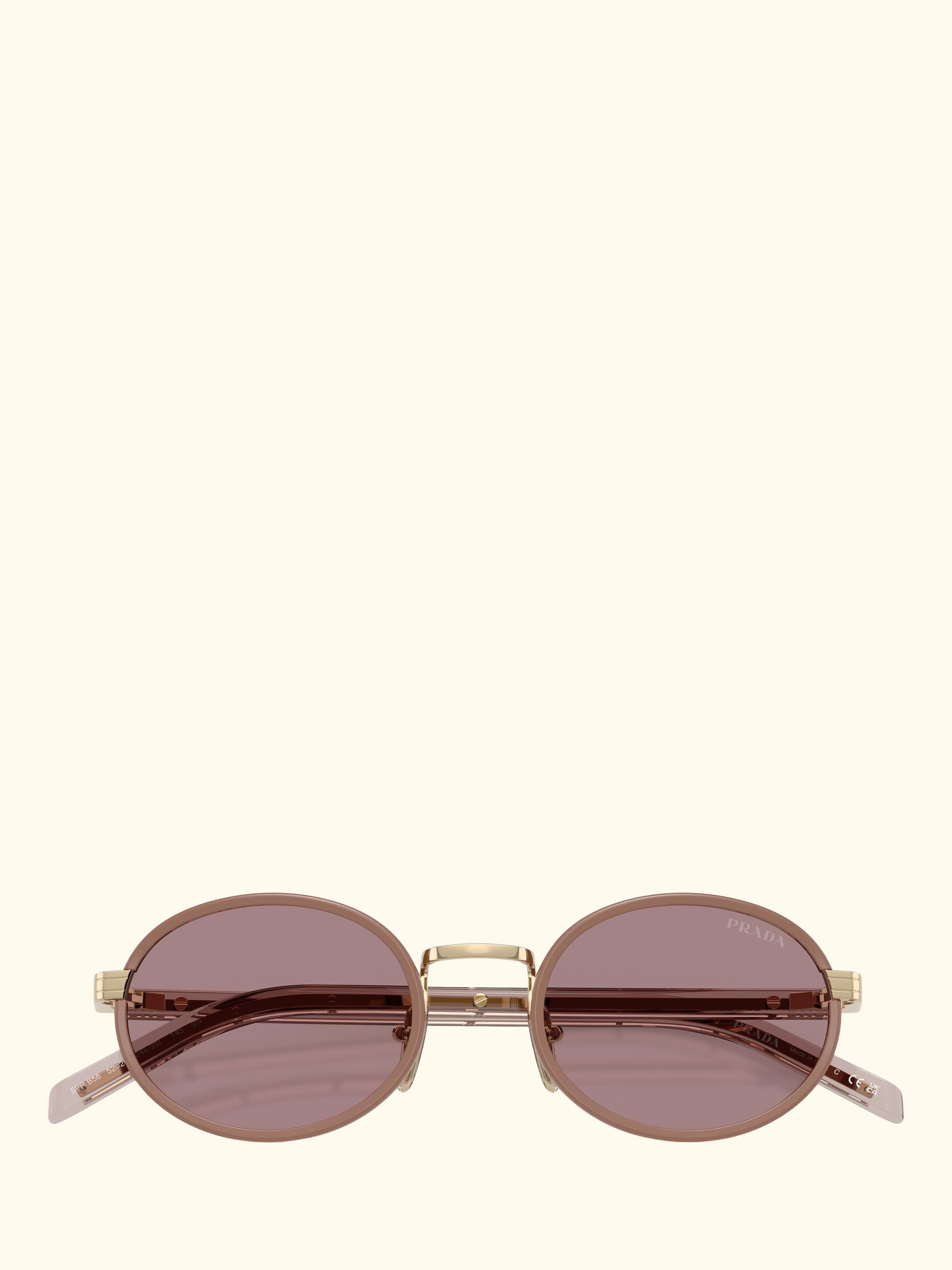 PR B56S Women's Oval Sunglasses, Gold/Pink
