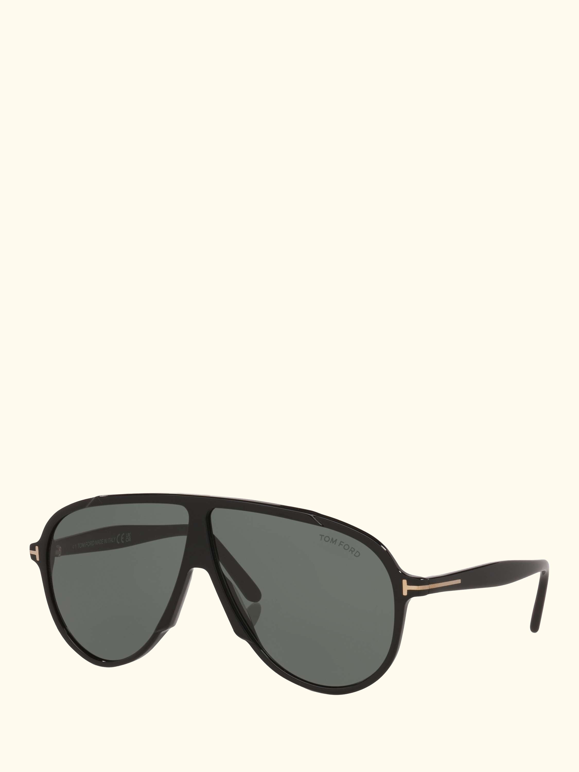 TR001986 Men's Oval Sunglasses, Black/Green