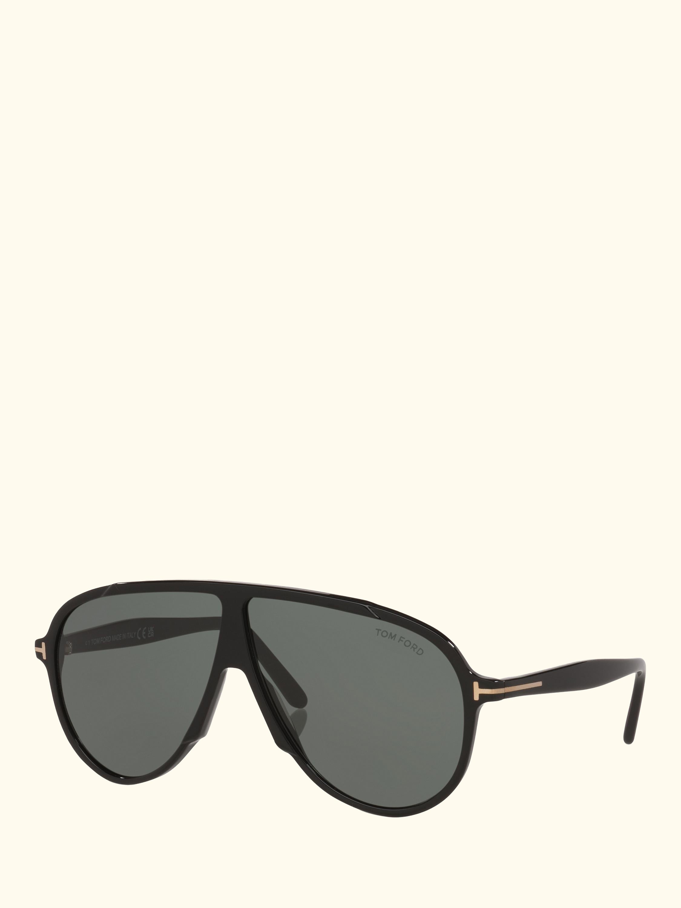TR001986 Men's Oval Sunglasses, Black/Green