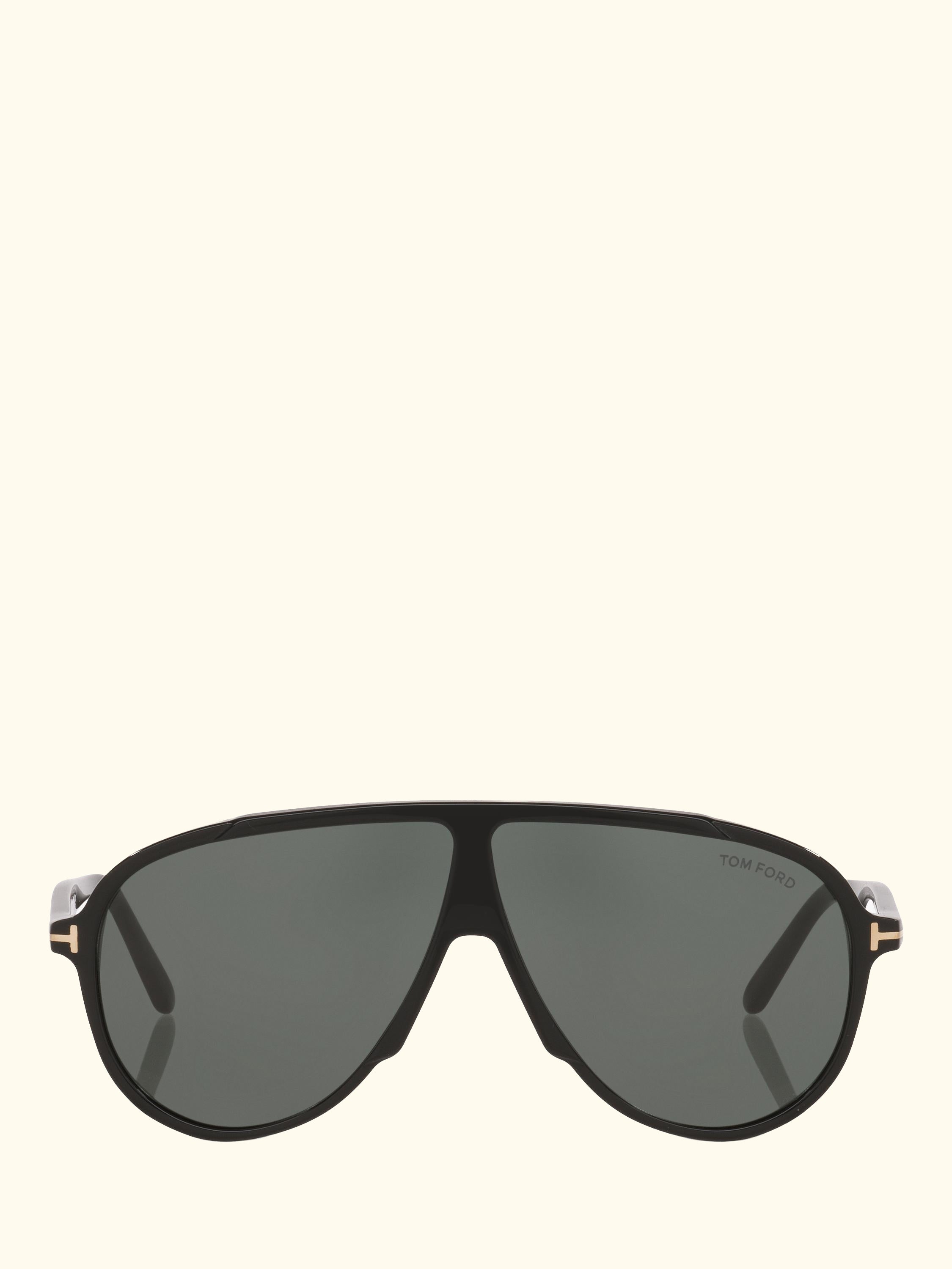 TR001986 Men's Oval Sunglasses, Black/Green